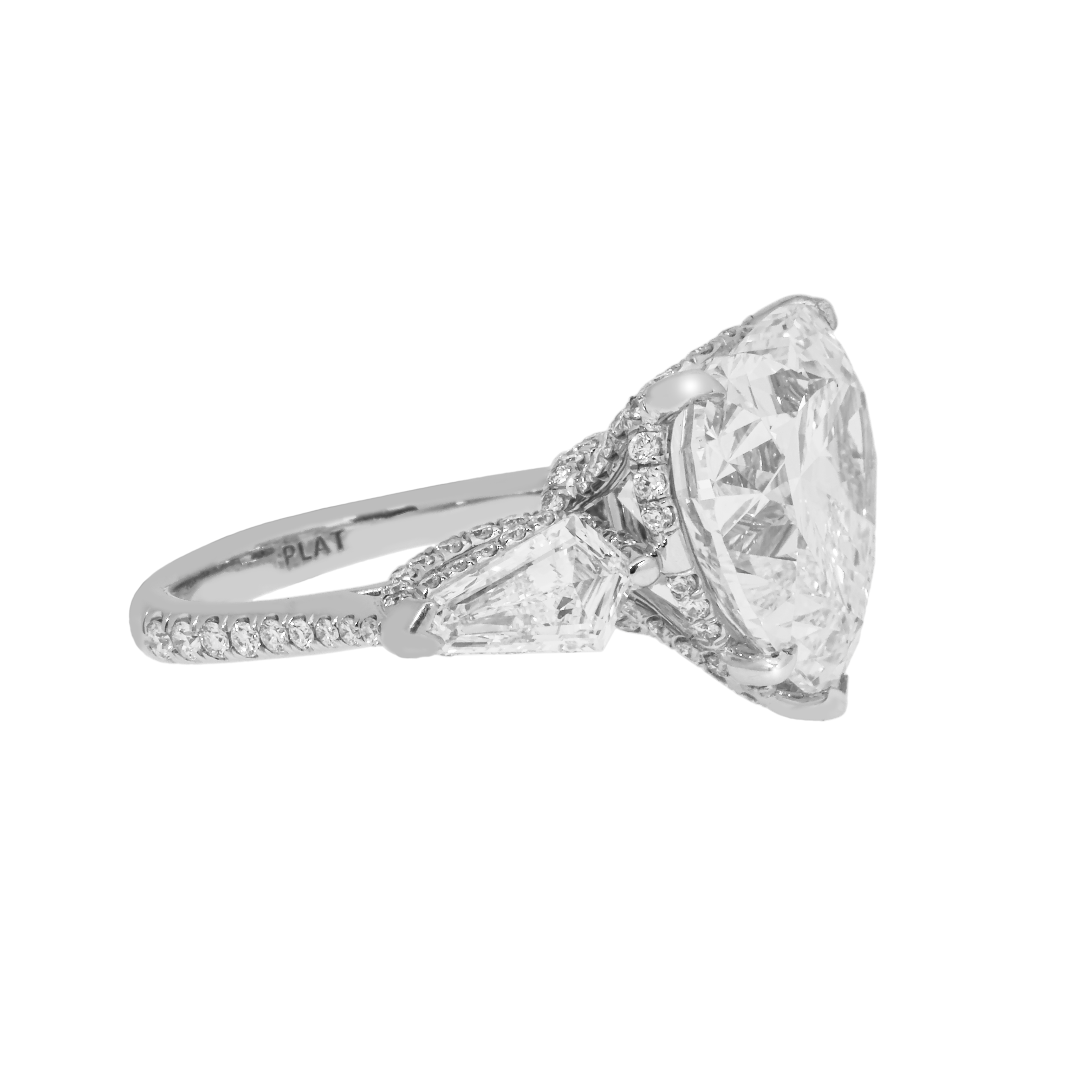Platinum 11.46Ct Heart Cut Diamond Engagement Ring 13.91Ctw Bridal