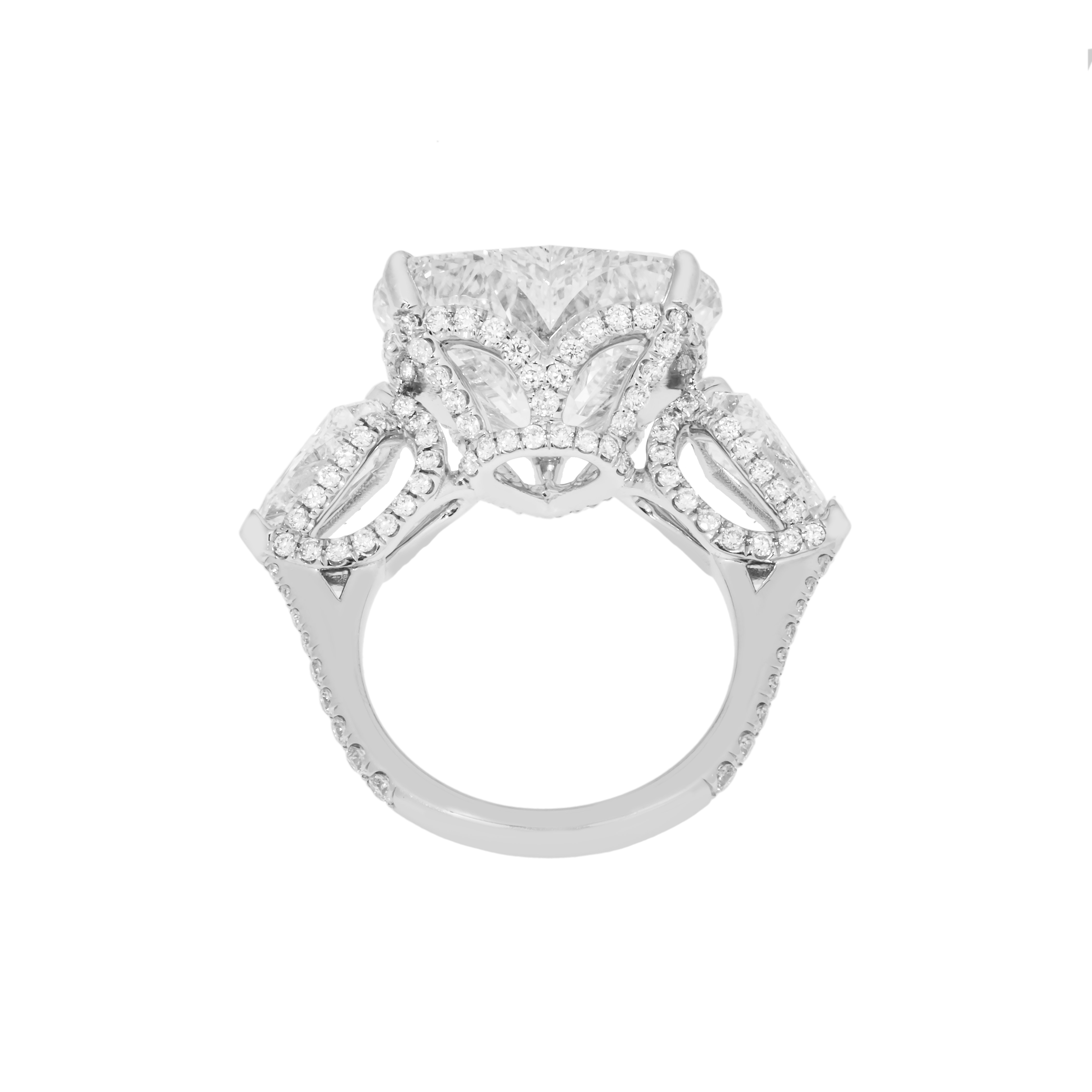 Platinum 11.46Ct Heart Cut Diamond Engagement Ring 13.91Ctw Bridal
