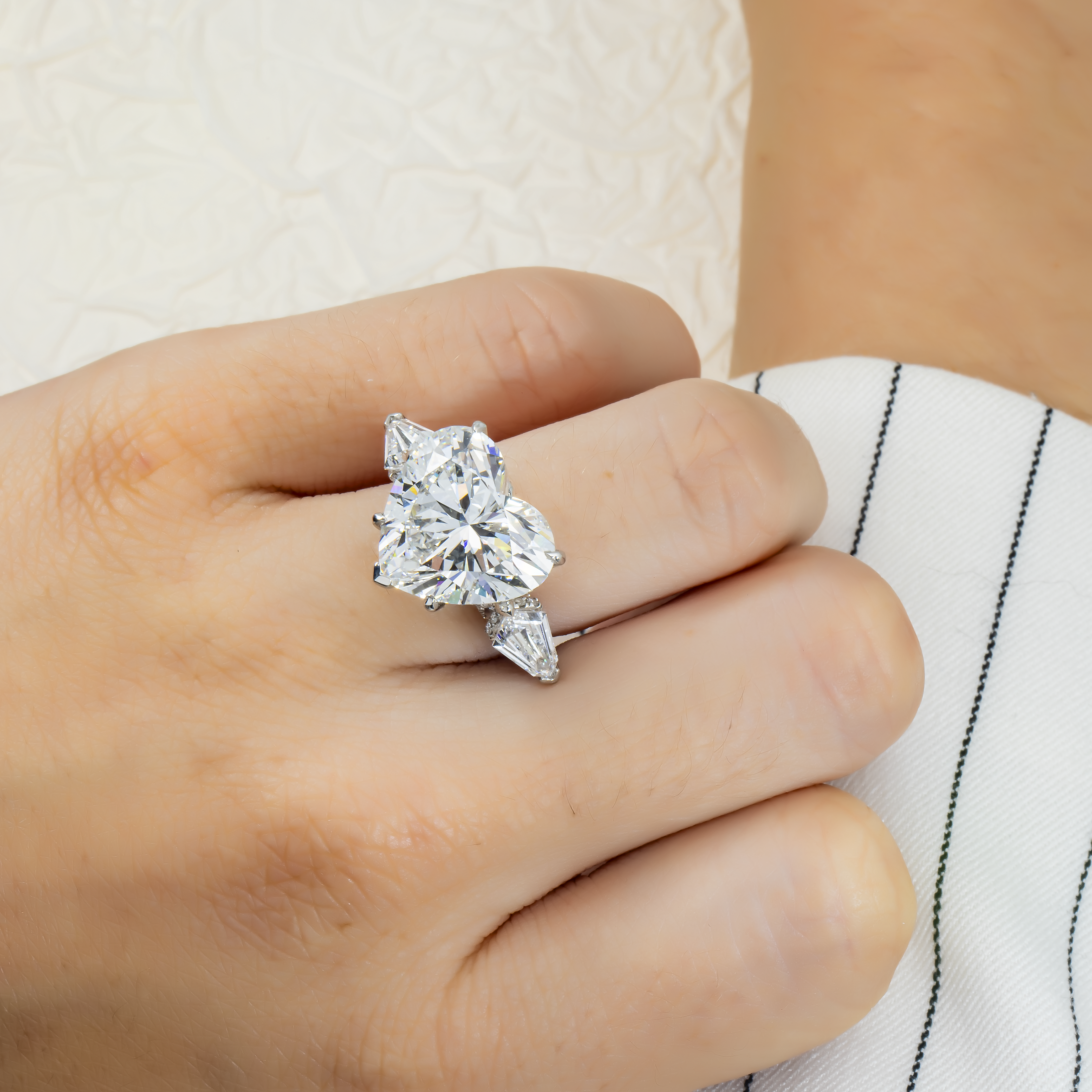 Platinum 11.46Ct Heart Cut Diamond Engagement Ring 13.91Ctw Bridal