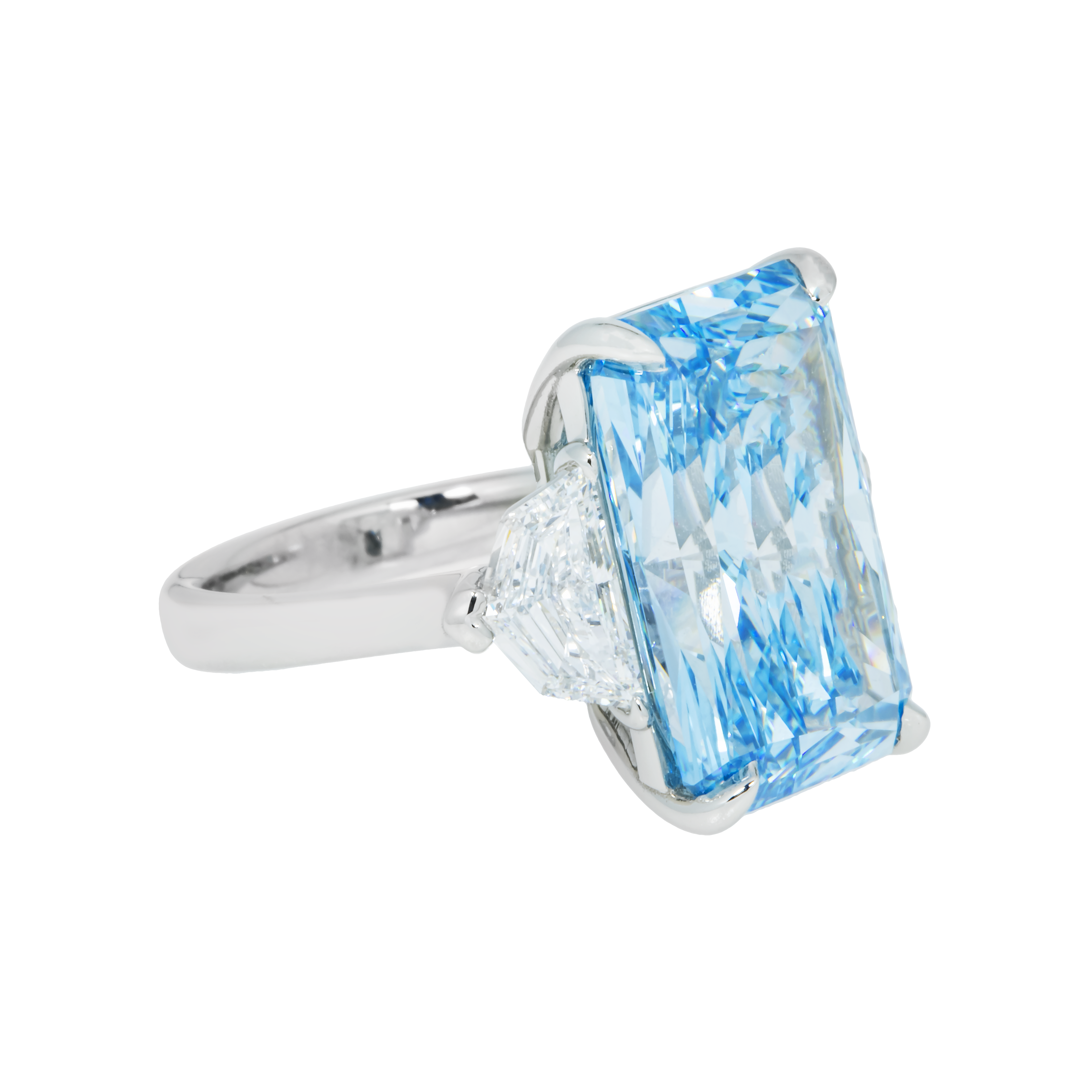 Gia 12Ct Radiant Cut Fancy Vivid Blue Diamond Engagement Ring Platinum Bridal