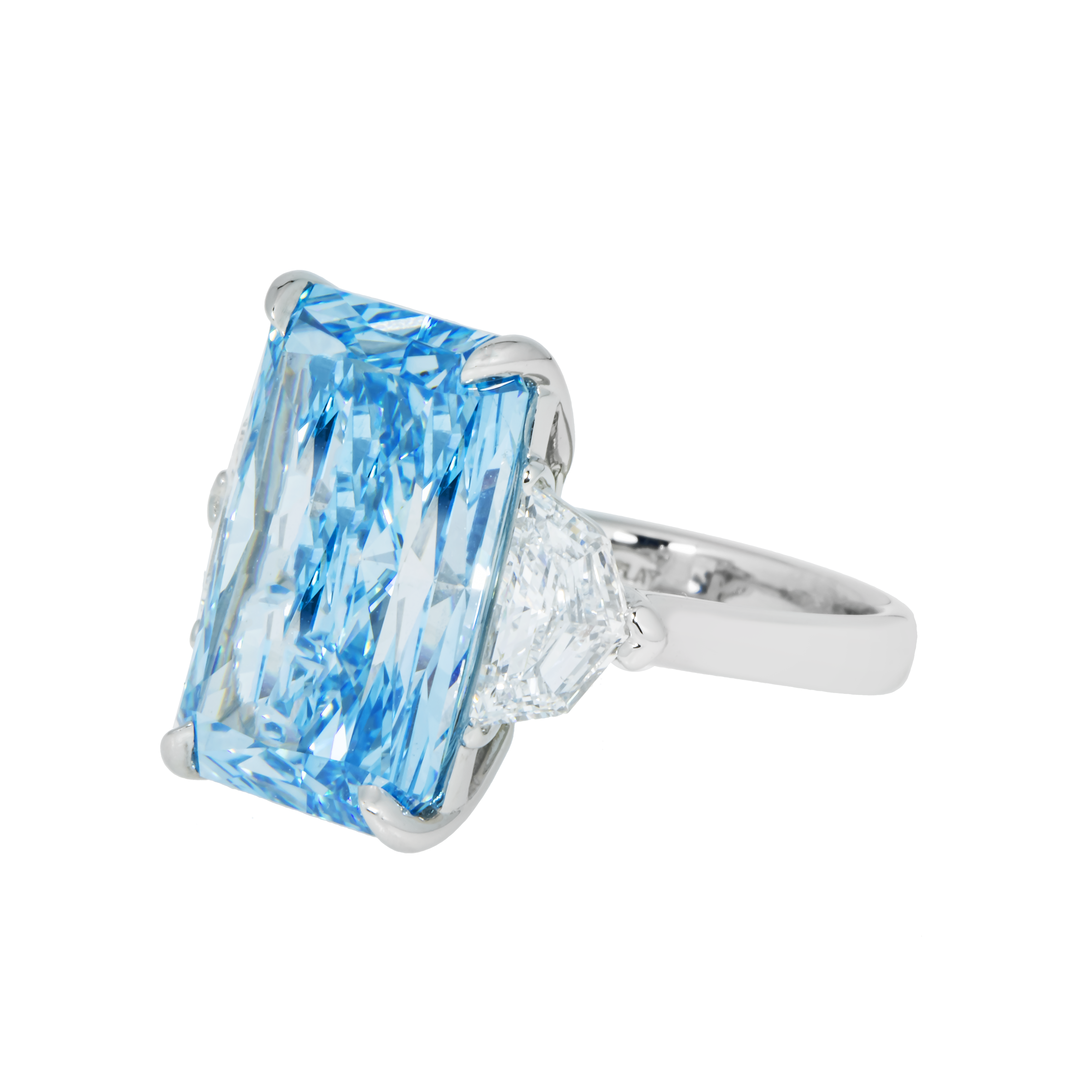 Gia 12Ct Radiant Cut Fancy Vivid Blue Diamond Engagement Ring Platinum Bridal