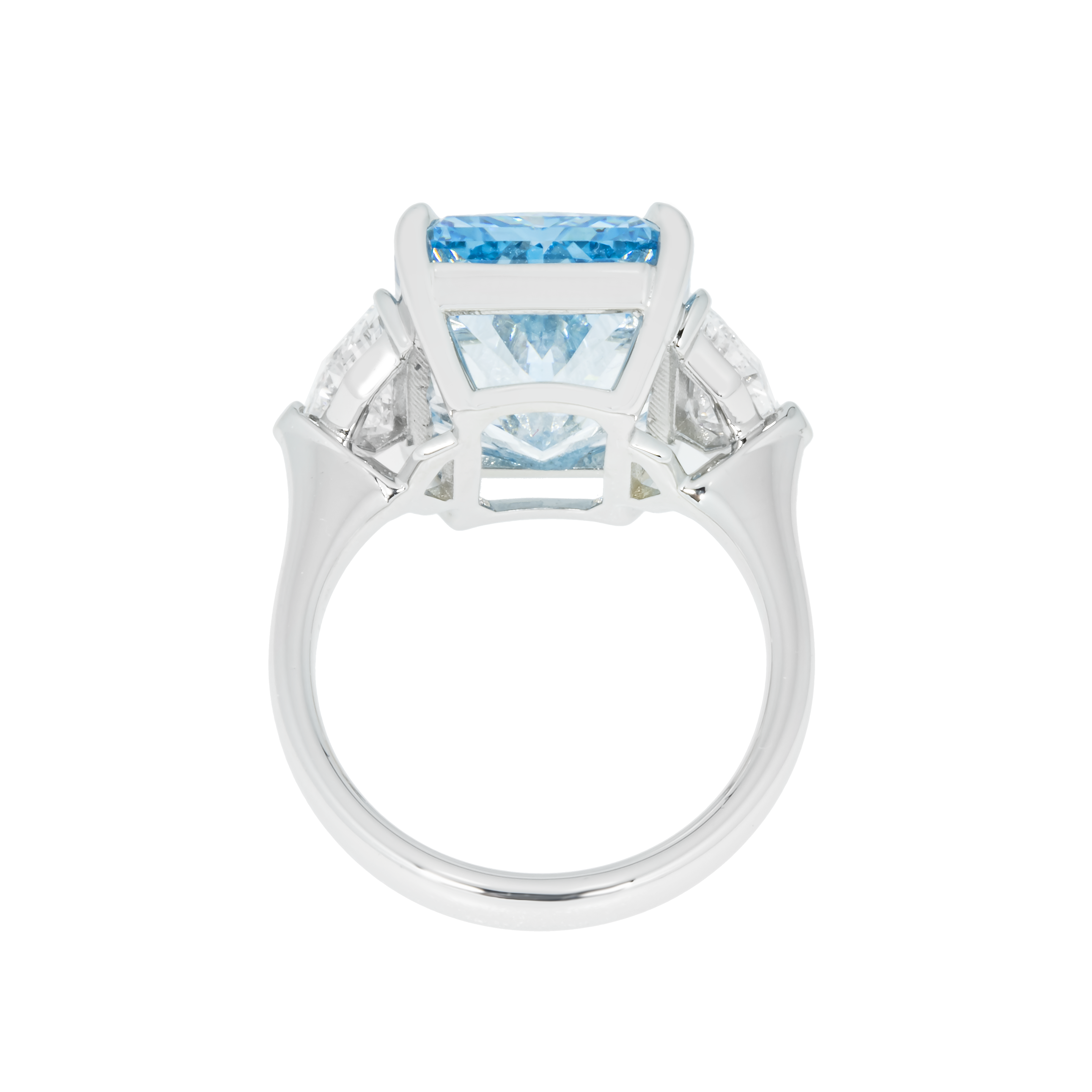 Gia 12Ct Radiant Cut Fancy Vivid Blue Diamond Engagement Ring Platinum Bridal