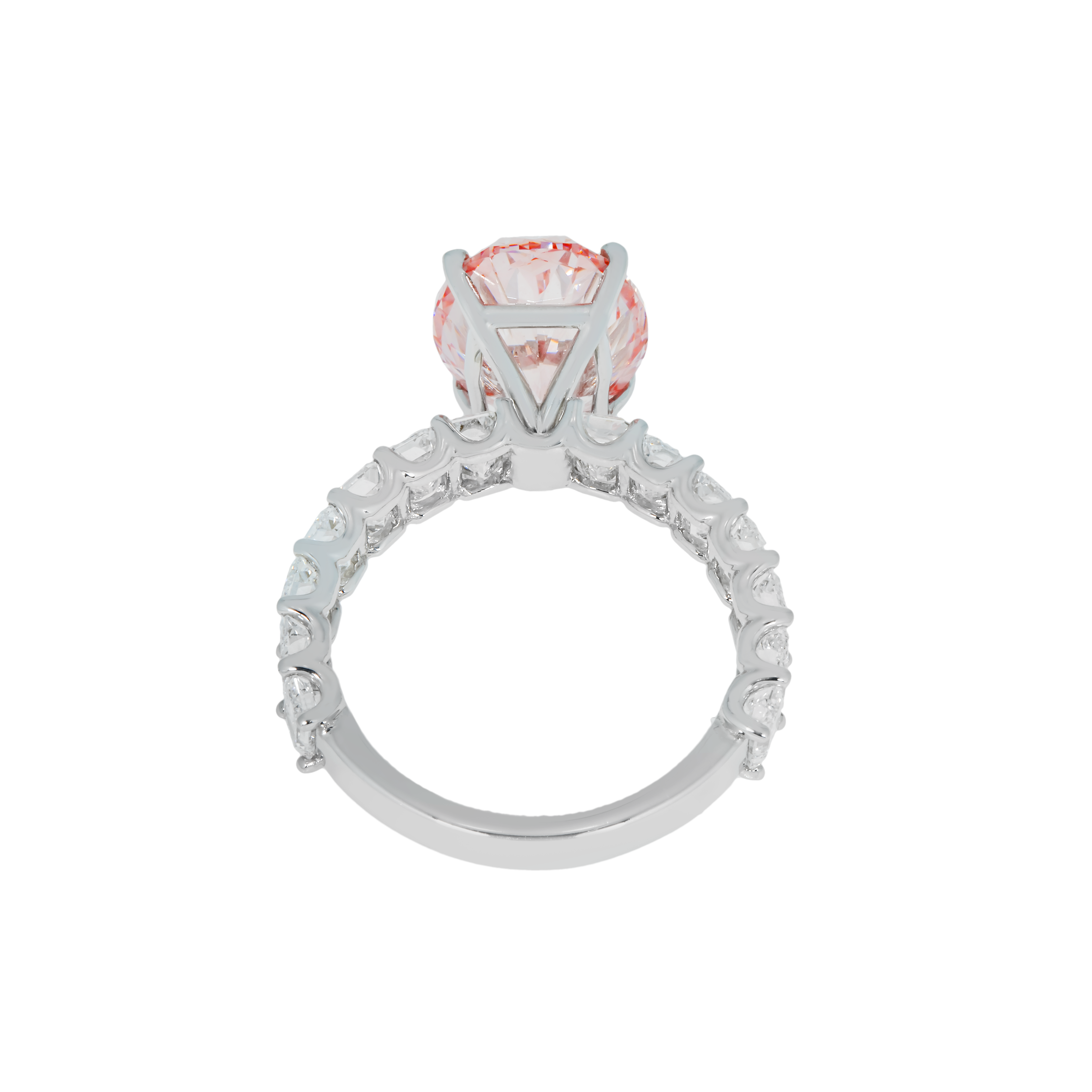 14K White Gold 5Ct Oval Cut Fancy Vivid Pink Diamond Engagement Ring 8.10Ctw Bridal