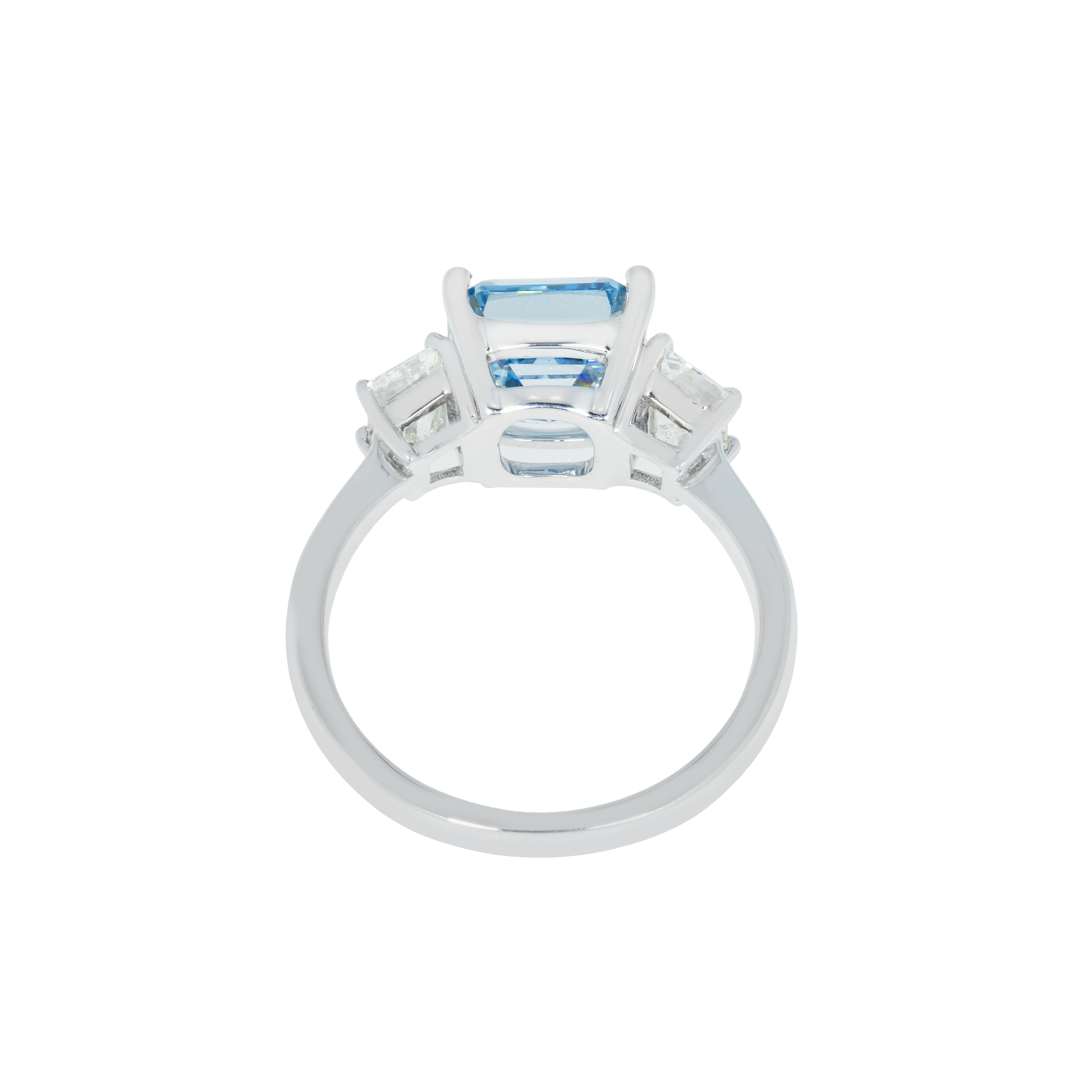 Platinum 3.0Ct Fancy Vivid Blue Asscher Cut Diamond Engagement Ring 3.62Ctw Bridal