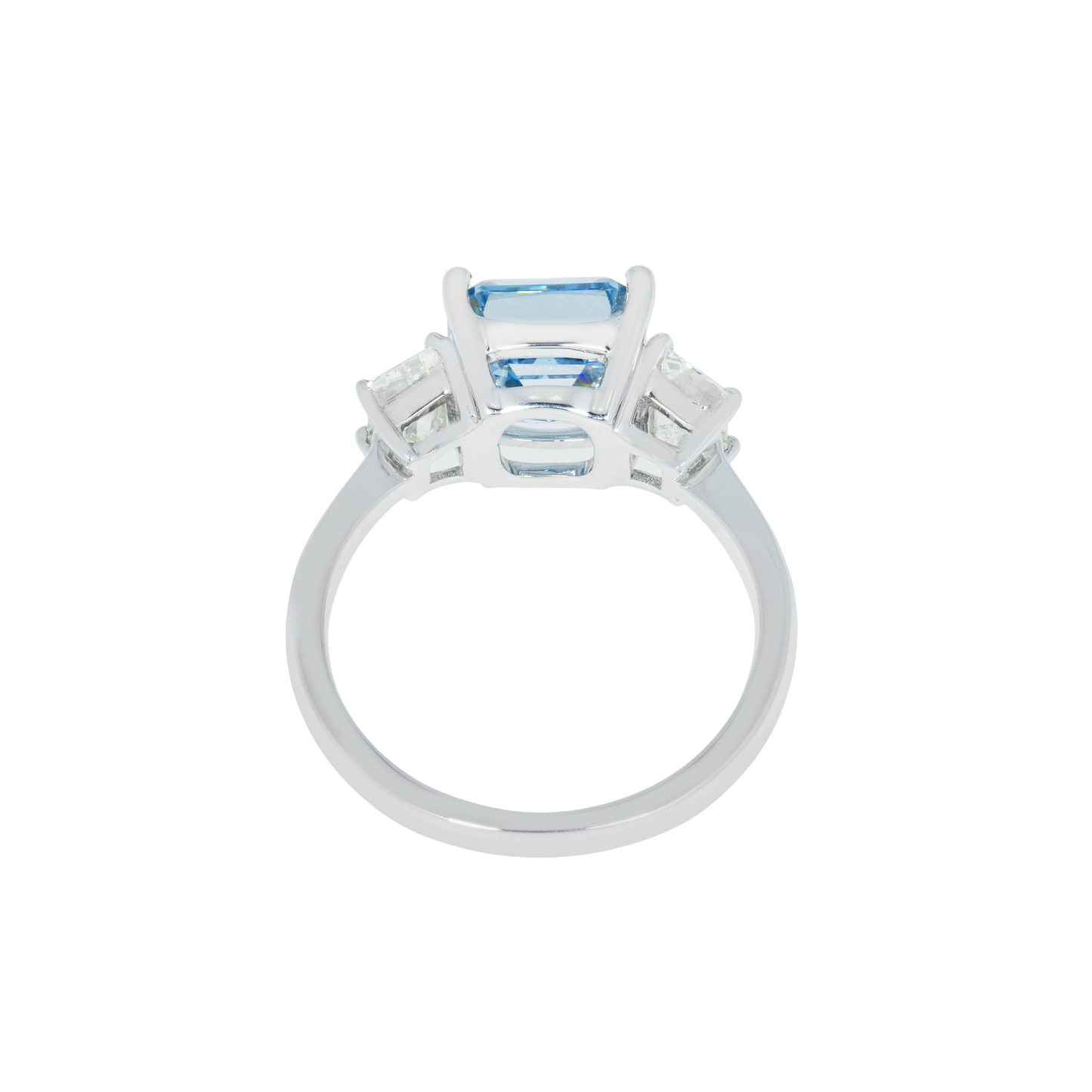 Platinum 3.0ct Fancy Vivid Blue Asscher cut Diamond Engagement Ring 3.62ctw