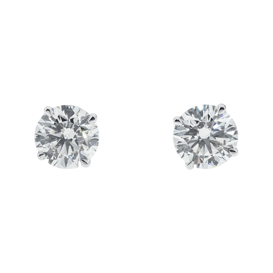 IGI 14K White Gold 3.3ct Each Round Diamond Solitaire Stud Earrings 6.74ctw