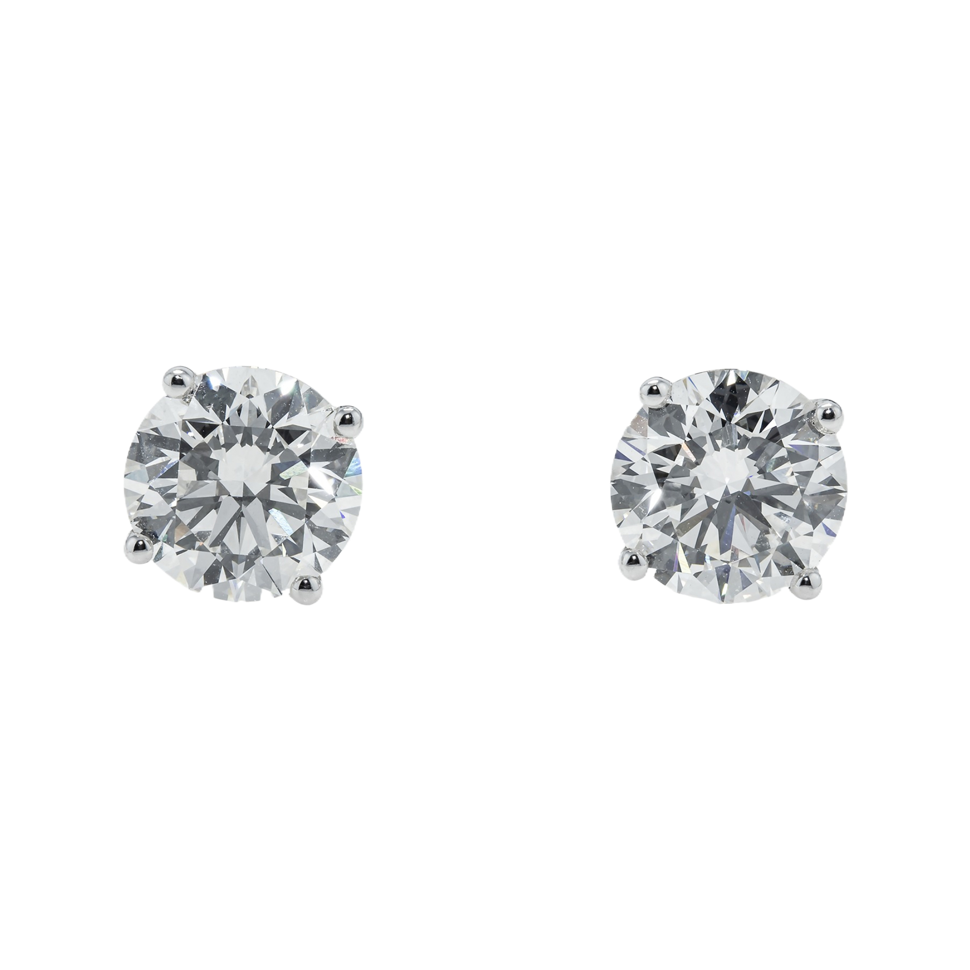 Igi 14K White Gold 3.03Ct Each Solitaire Round Diamond Stud Earrings 6.08Ctw