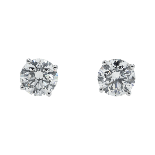 IGI 14K White Gold 3.03ct Each Solitaire Round Diamond Stud Earrings 6.08ctw