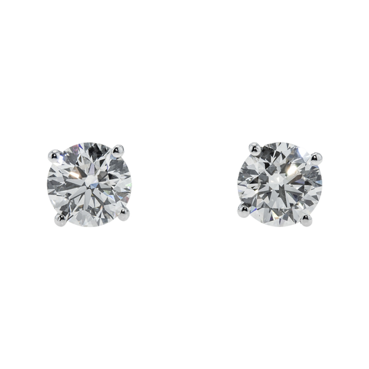 IGI 14K White Gold 1.3ct Each Solitaire Round Diamond Stud Earrings 2.64ctw