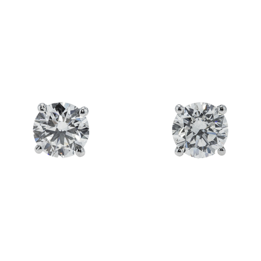 IGI 14K White Gold 1.1ct Each Solitaire Round Diamond Stud Earrings 2.21ctw