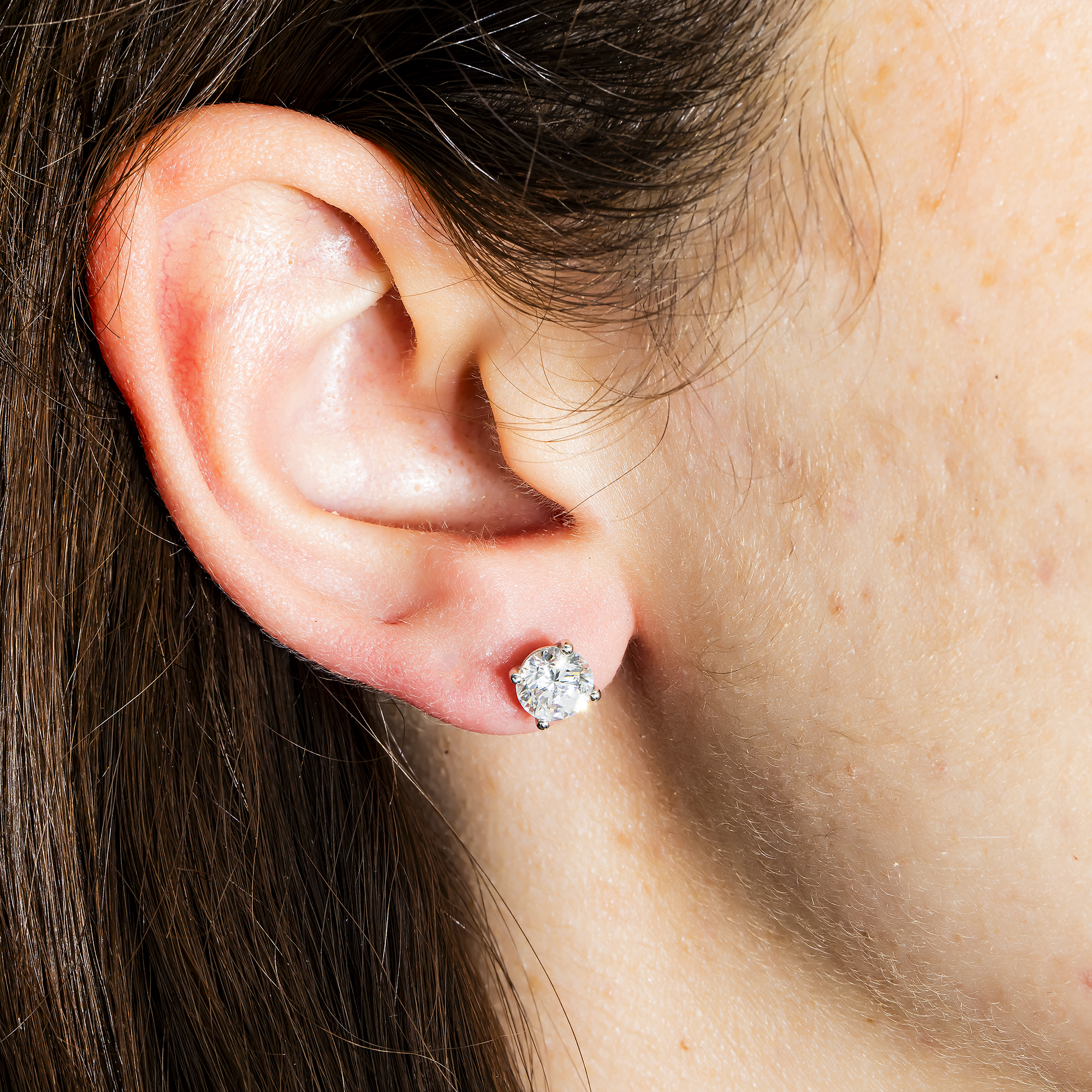 Igi 14K White Gold 1.1Ct Each Solitaire Round Diamond Stud Earrings 2.21Ctw