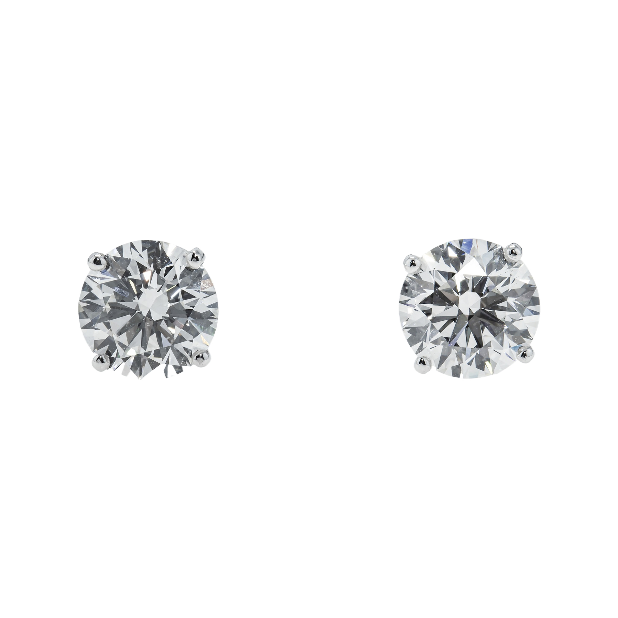 Igi 14K White Gold 2.1Ct Each Solitaire Round Diamond Sud Earrings 4.21Ctw