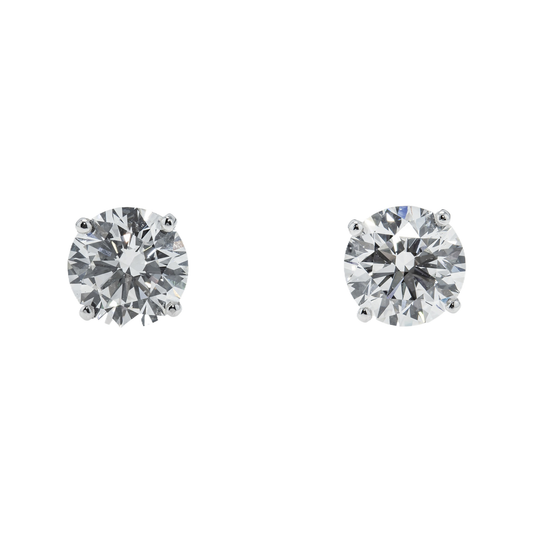 IGI 14K White Gold 2.1ct Each Solitaire Round Diamond Sud Earrings 4.21ctw