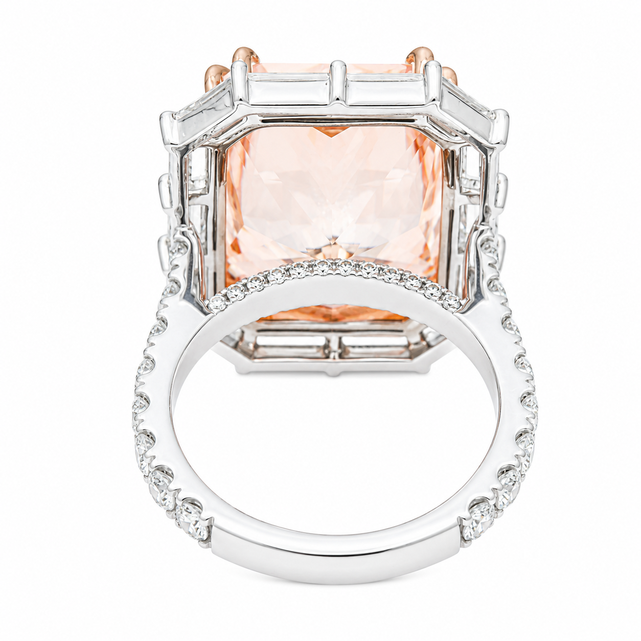 18K White Gold 16.10ct Radiant Fancy Pink Diamond Ring 18.86ctw