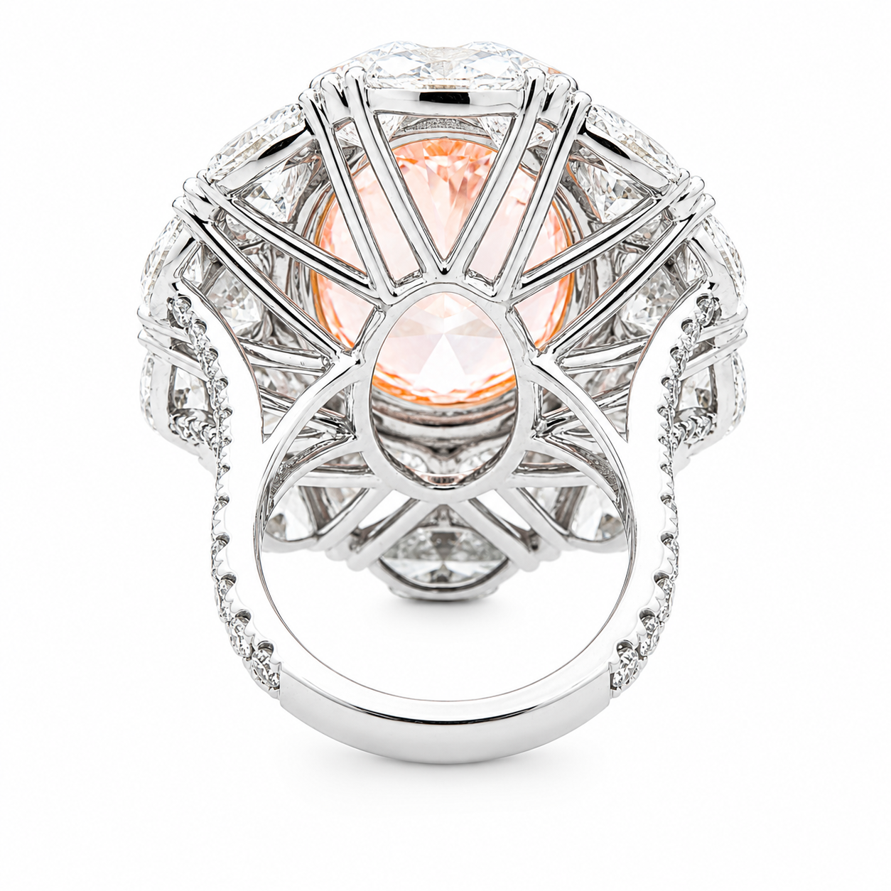 18K White Gold 14.06ct Oval Fancy Pink Diamond Ring 27.04ctw