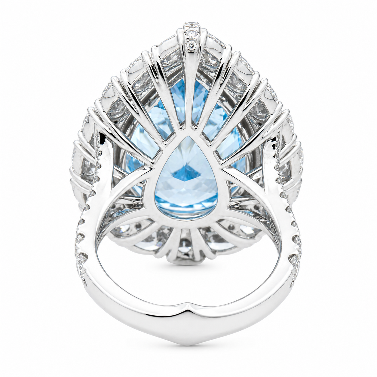18K White Gold 14.64ct Pear Fancy Blue Diamond Ring 18.79ctw