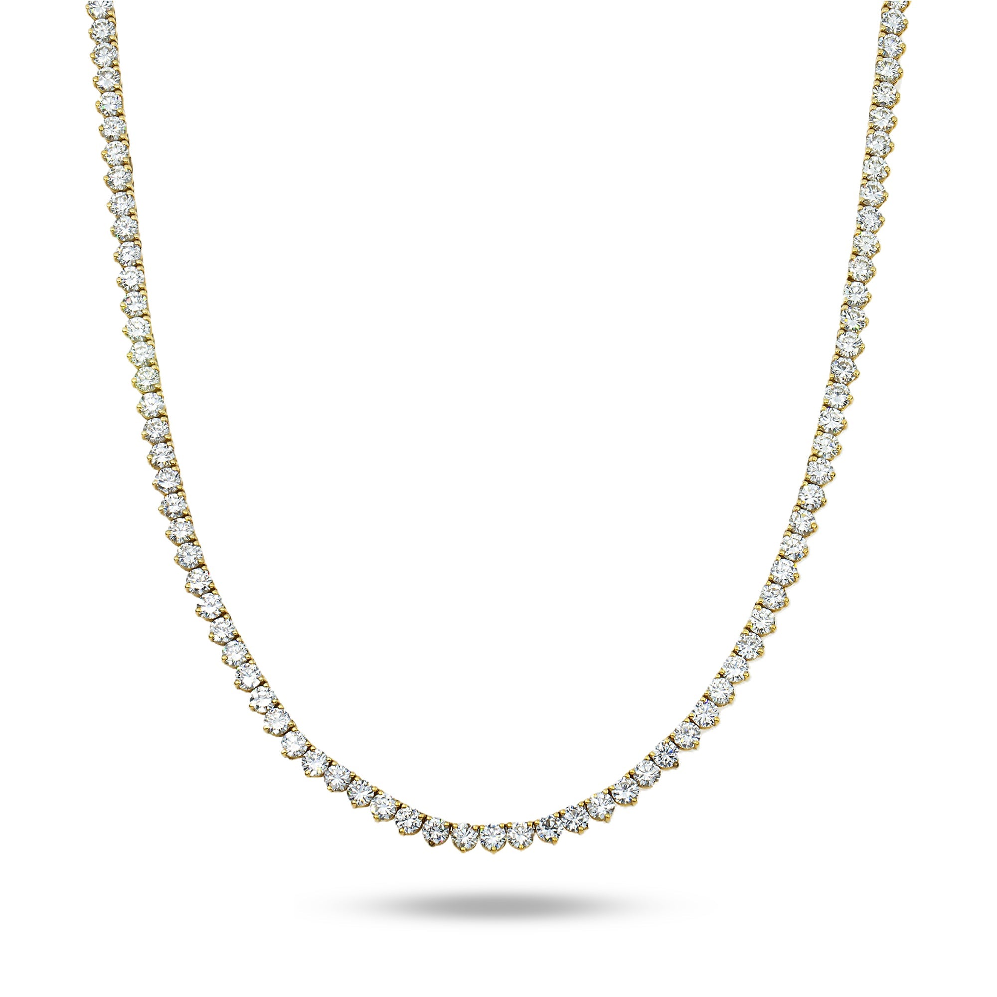 14K Yellow Gold 3-Prong Round Diamond Tennis Chain 47.10Ct Chains