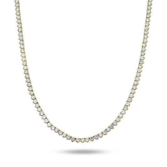 14K Yellow Gold 3-prong Round Diamond Tennis Chain 47.10ct