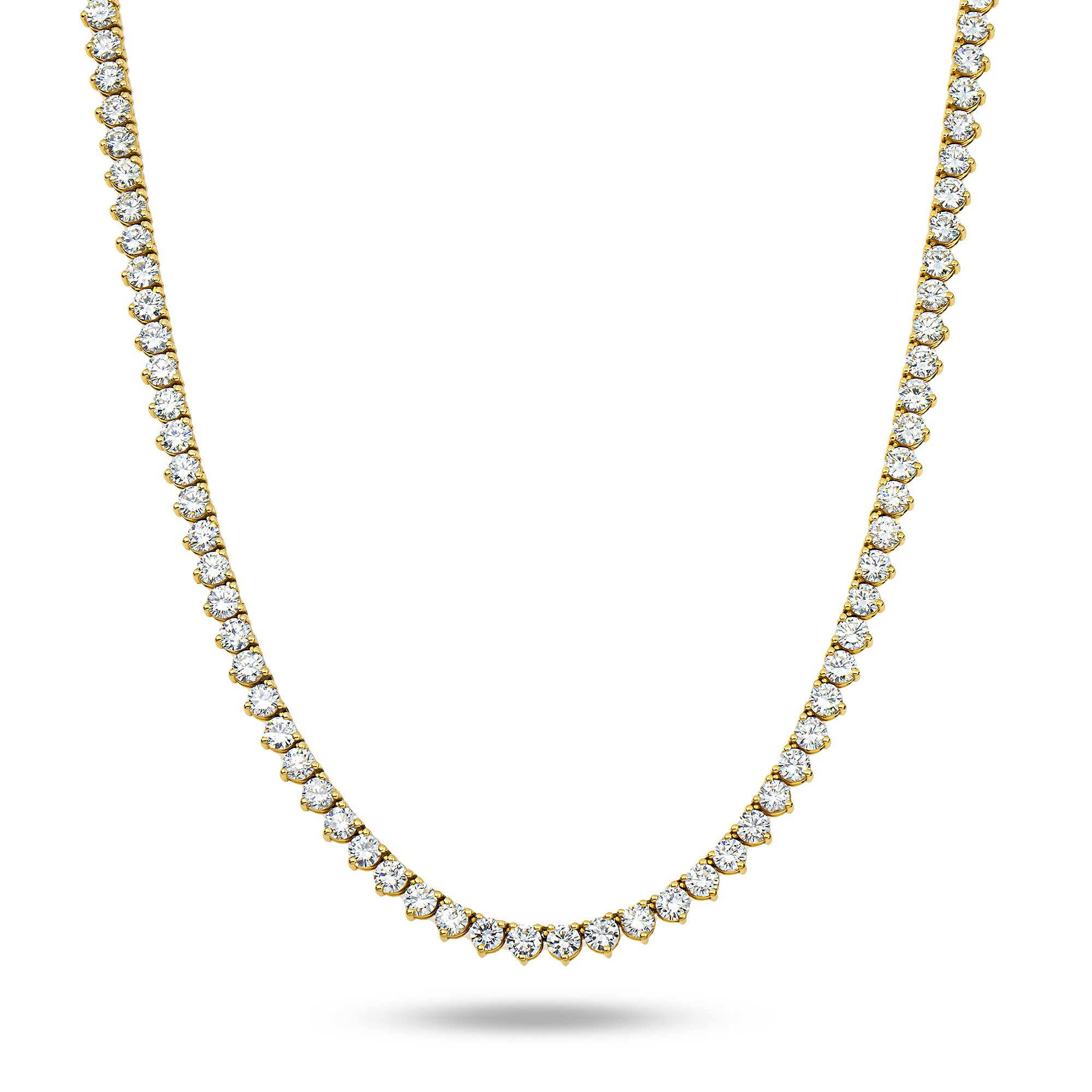 14K Yellow Gold 3-Prong Round Diamond Tennis Chain 33.50Ct Chains