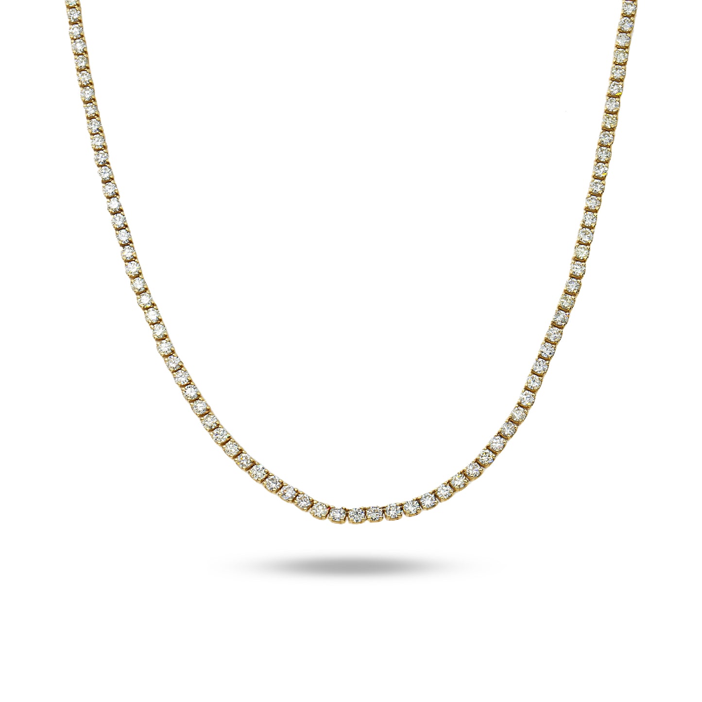 14K Yellow Gold Round Diamond Tennis Chain 18.83ct