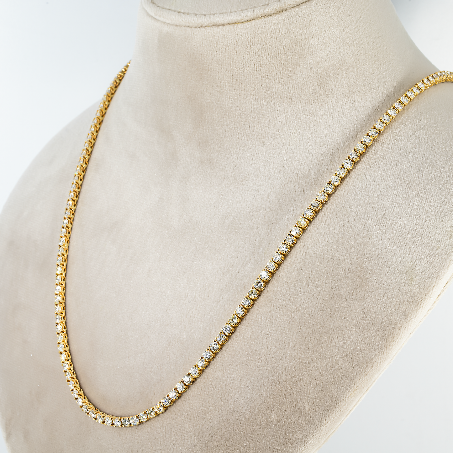 14K Yellow Gold Round Diamond Tennis Chain 18.83ct