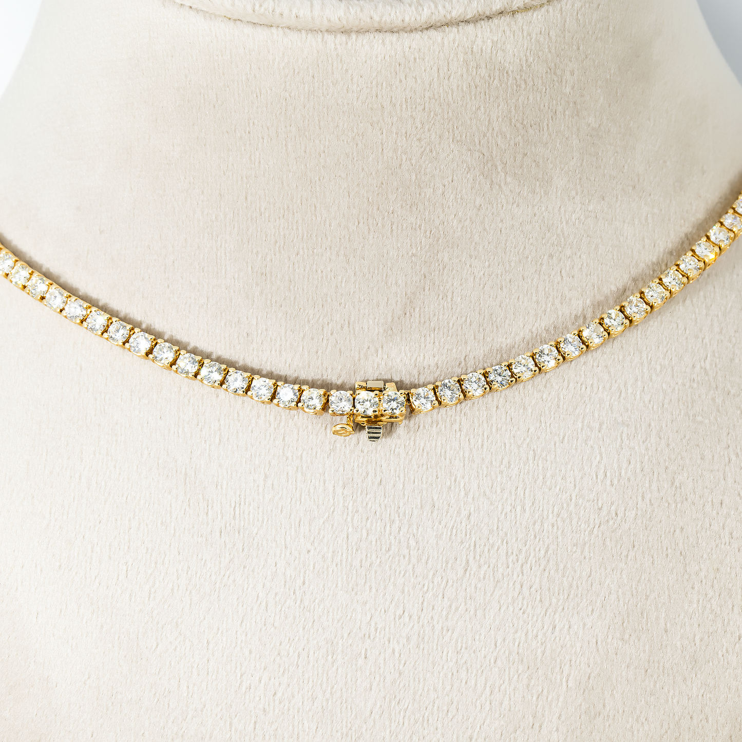 14K Yellow Gold Round Diamond Tennis Chain 18.83ct