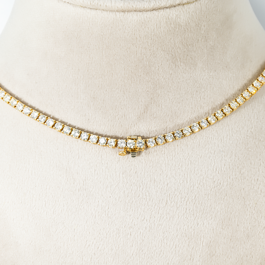 14K Yellow Gold Round Diamond Tennis Chain 18.83ct