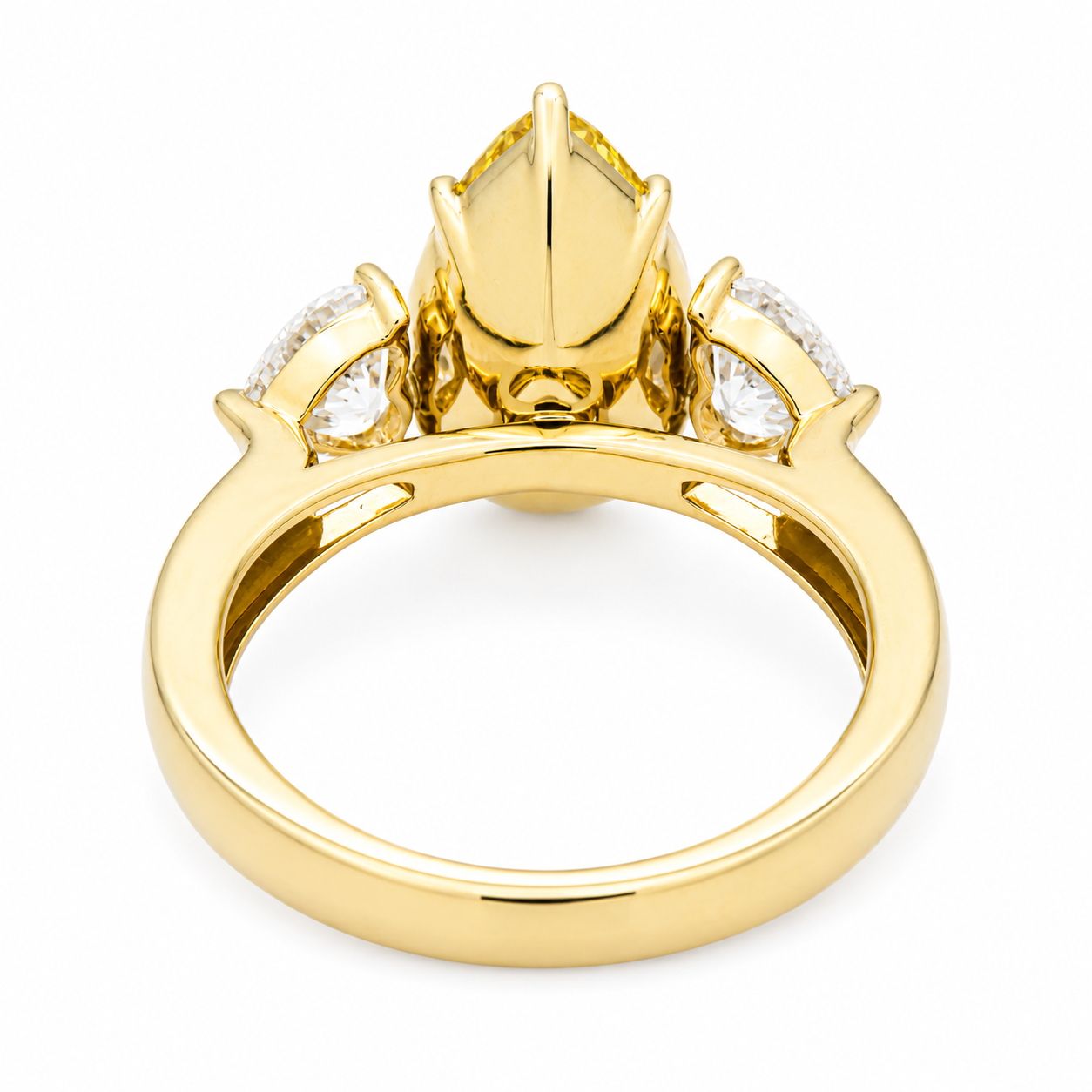 14K Yellow Gold 4.04ct Pear Fancy Yellow Diamond Ring 4.93ctw