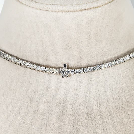 14K White Gold Round Diamond Tennis Chain 23.53ct