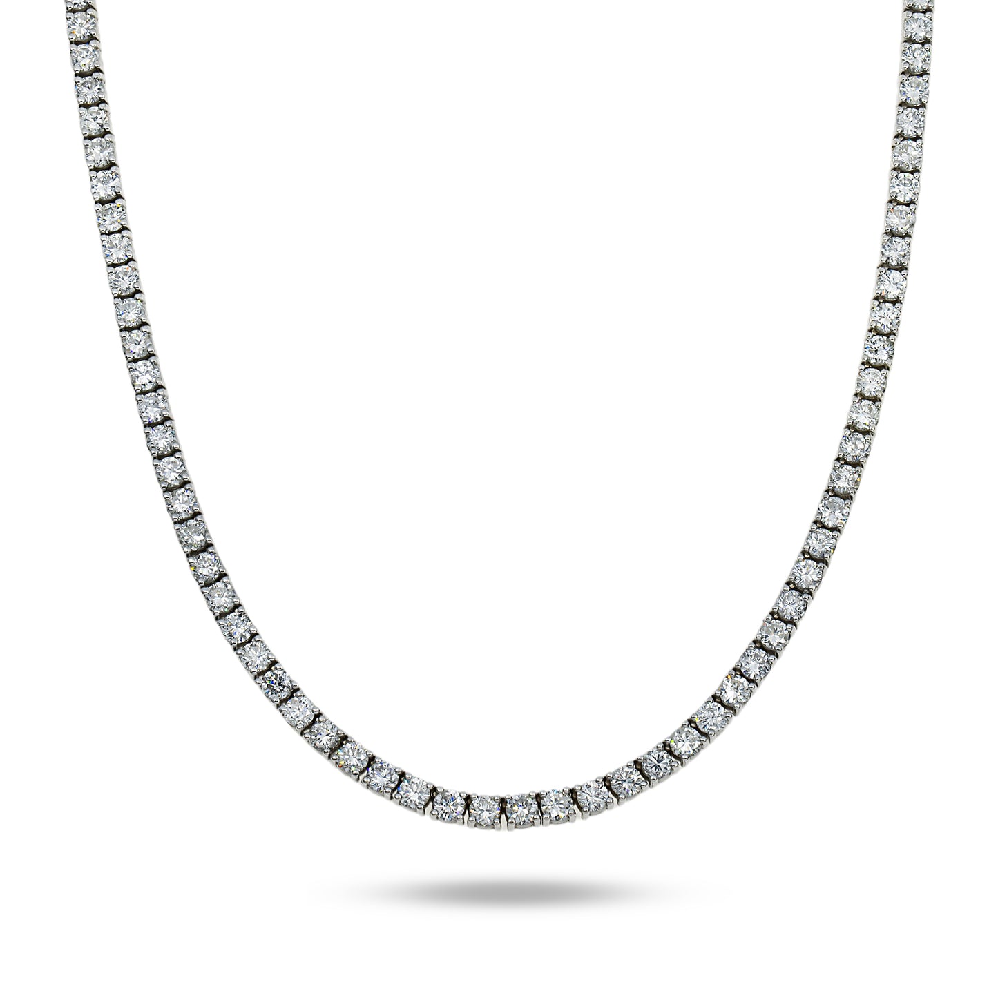 14K White Gold Round Diamond Tennis Chain 27.53ct