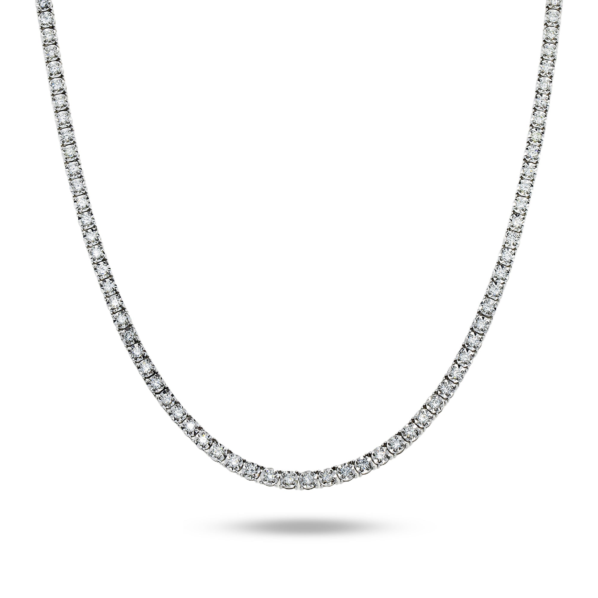 14K White Gold Round Diamond Tennis Chain 7.75Ct Chains