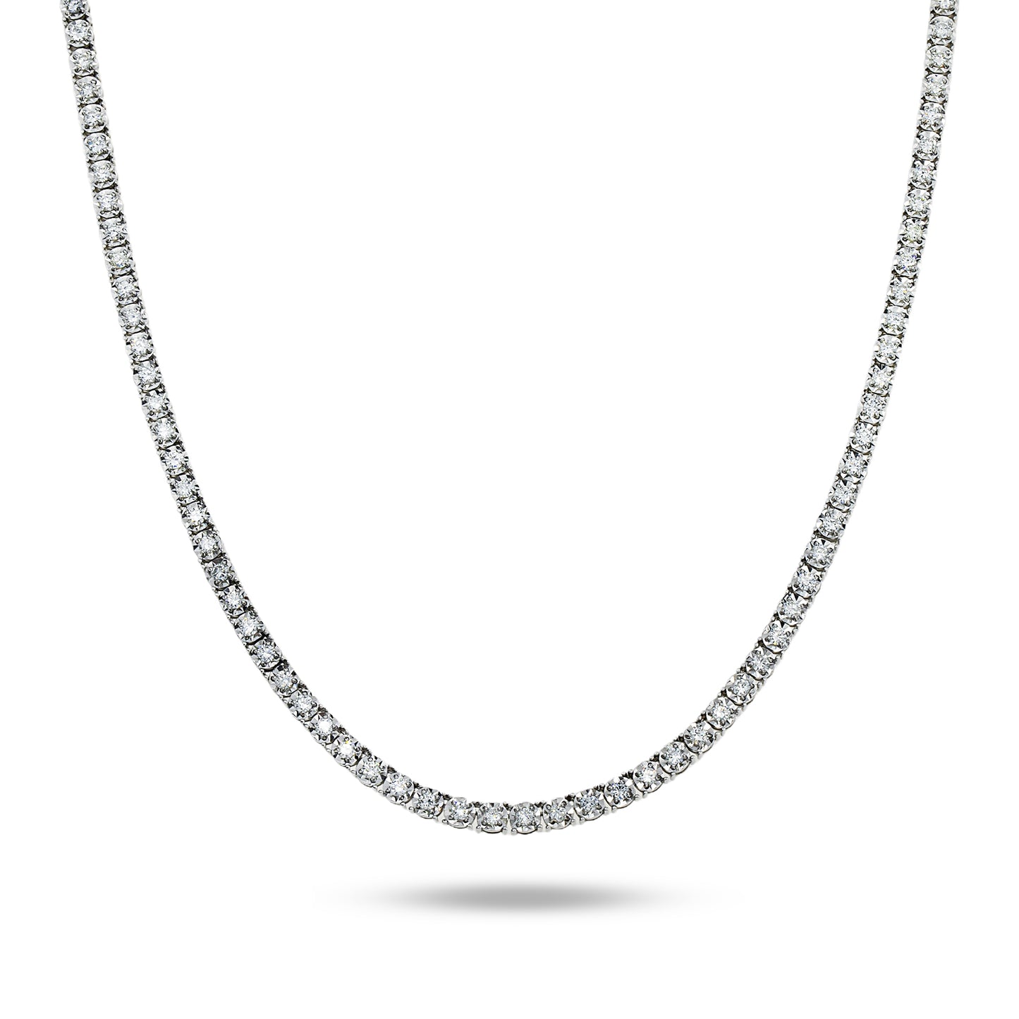 14K White Gold Round Diamond Tennis Chain 7.75ct