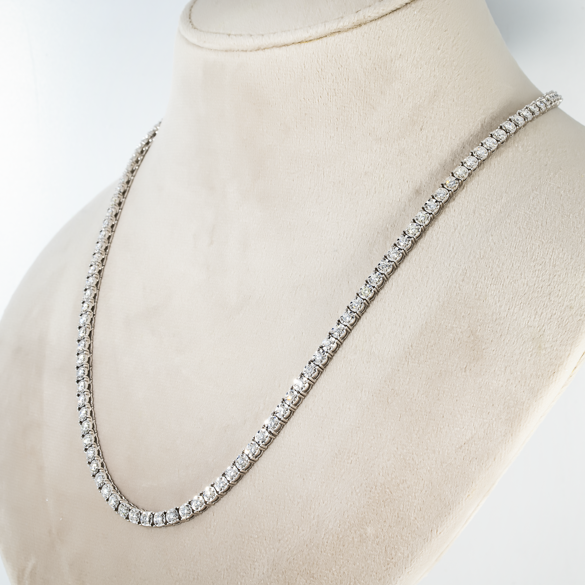 14K White Gold Round Diamond Tennis Chain 7.75Ct Chains
