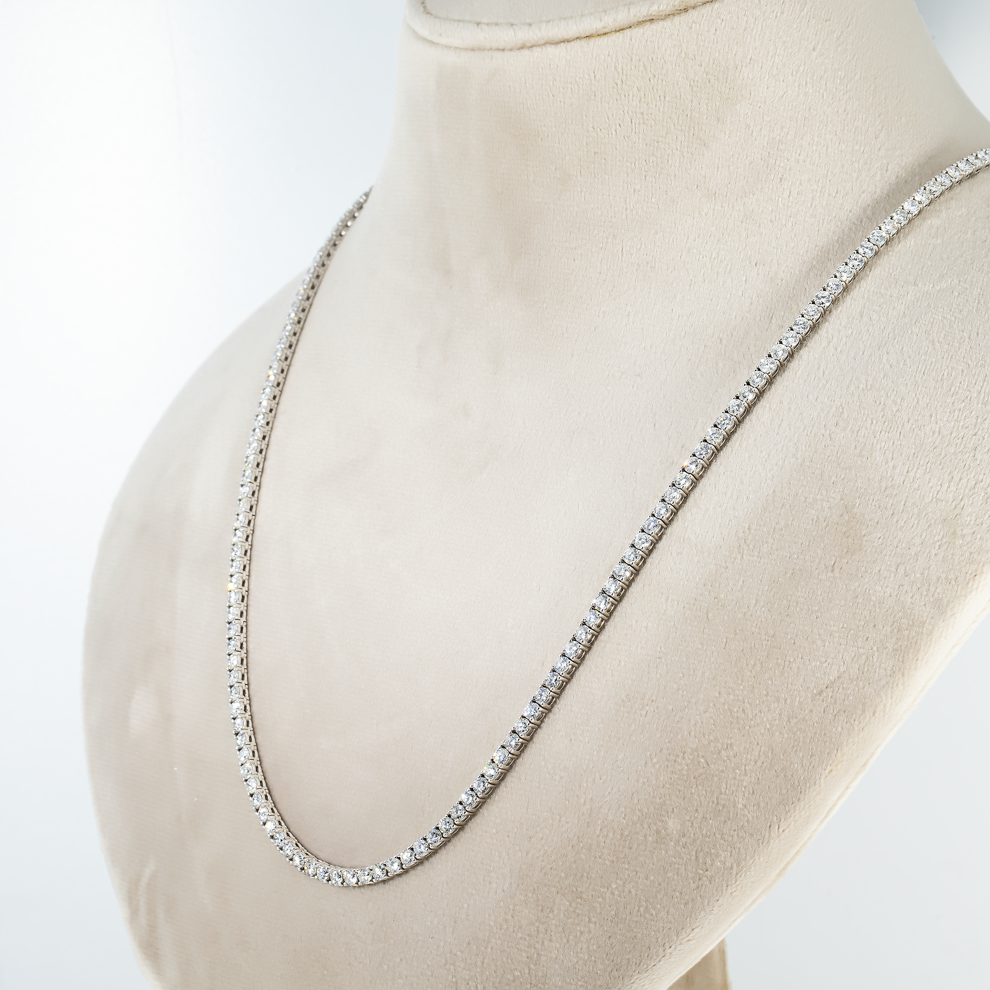 14K White Gold Round Diamond Tennis Chain 16.50Ct Chains