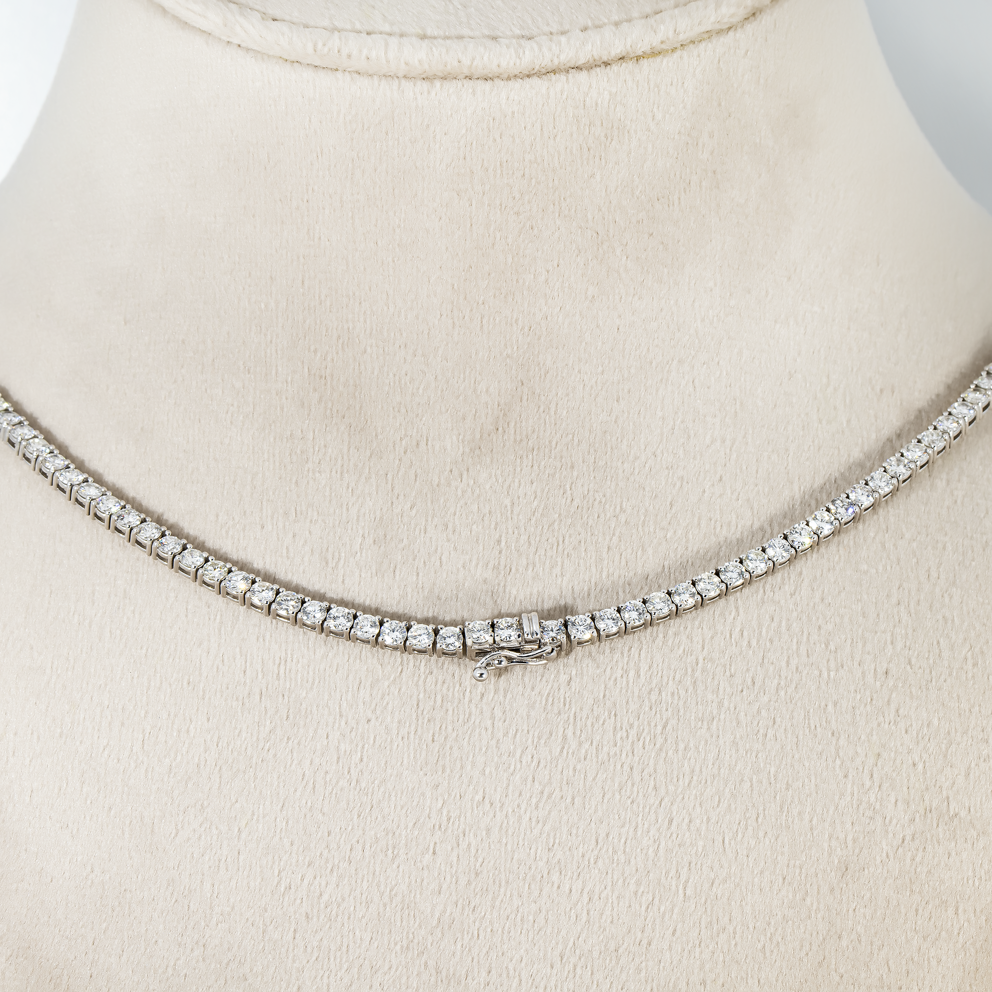 14K White Gold Round Diamond Tennis Chain 16.50Ct Chains