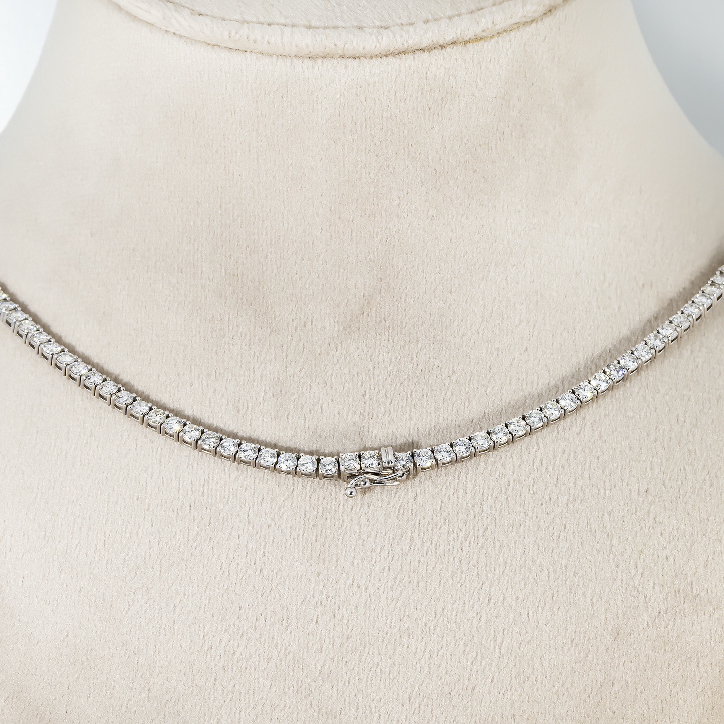 14K White Gold Round Diamond Tennis Chain 16.50ct