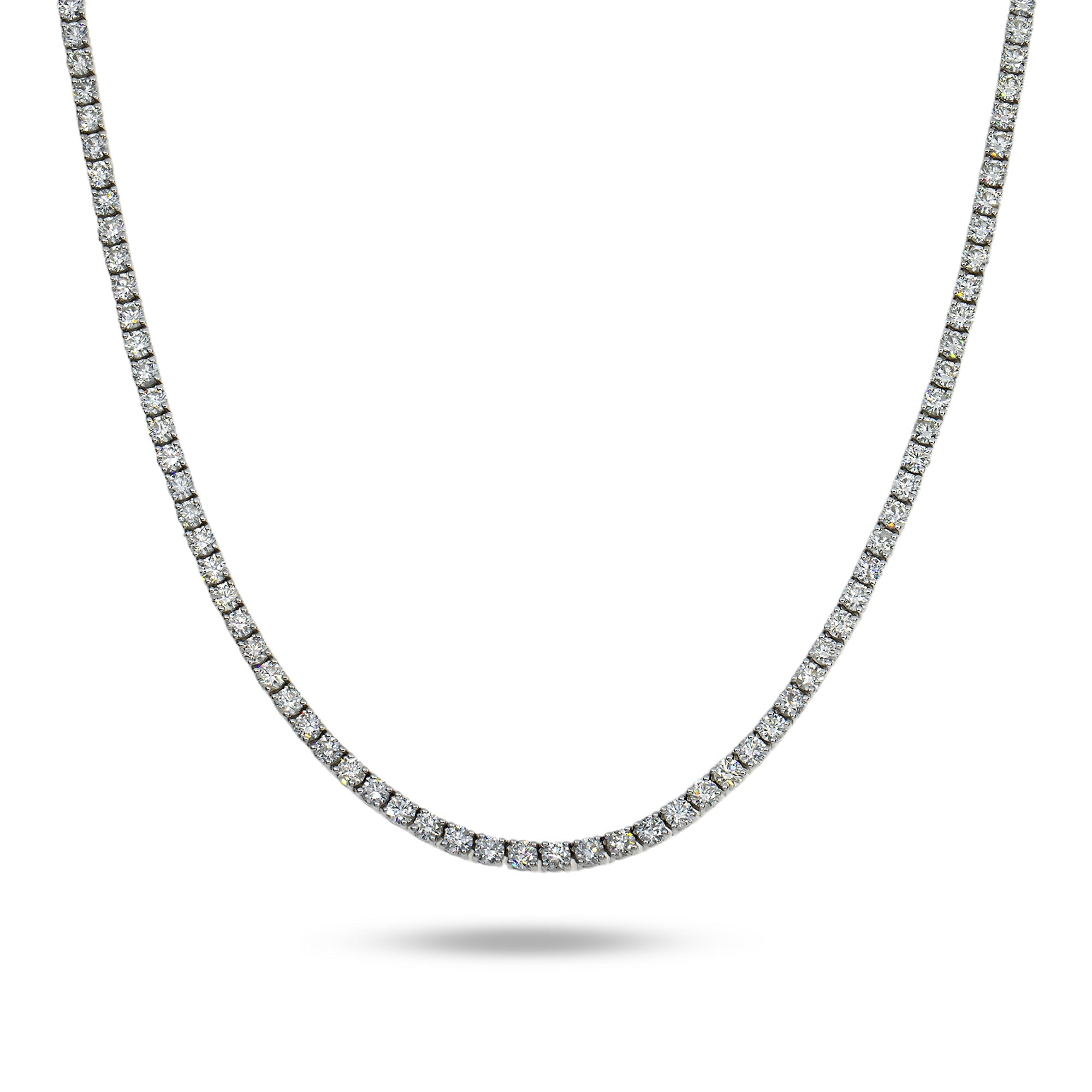 14K White Gold Round Diamond Tennis Chain 26.66Ct (16’’-24’’) Chains