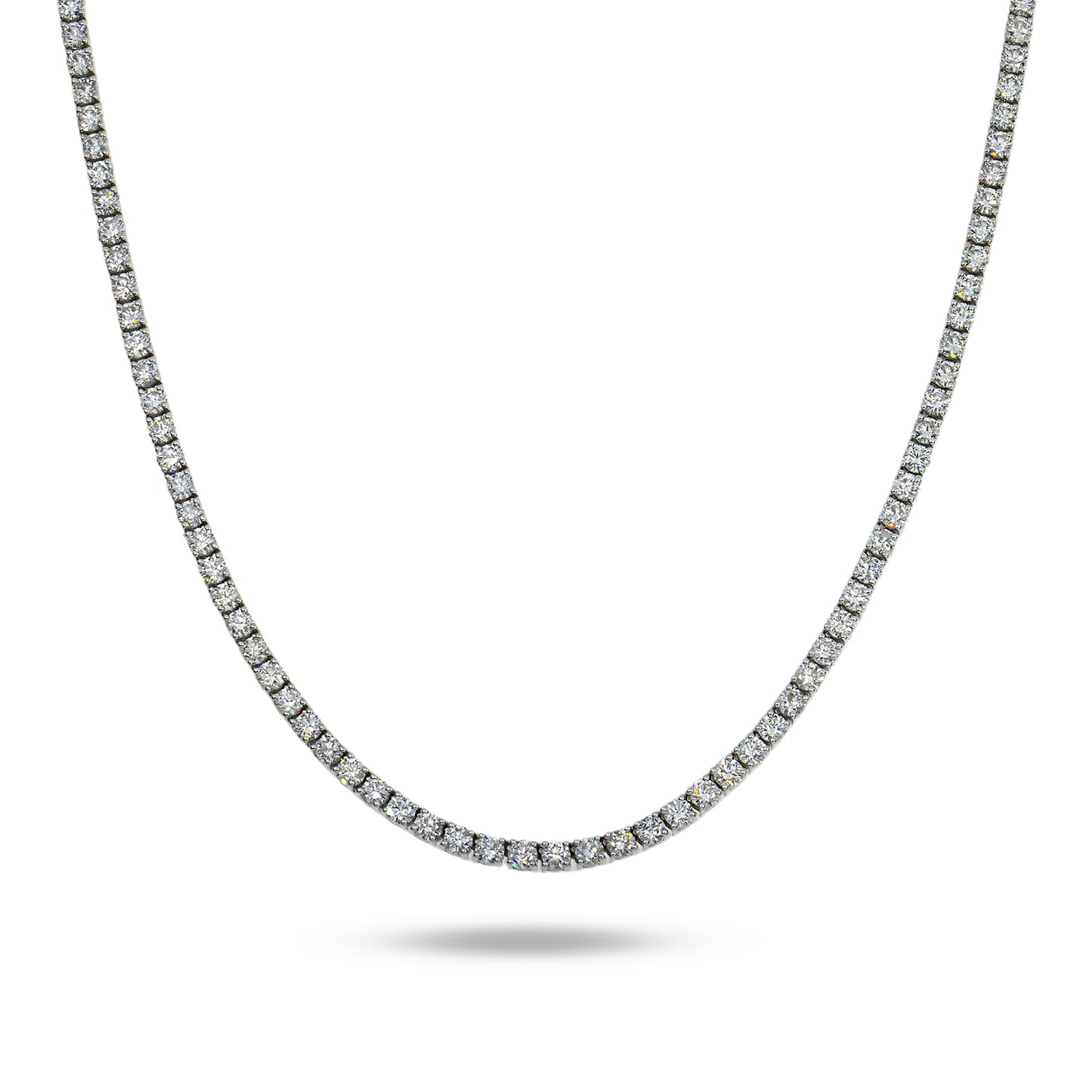 14K White Gold Round Diamond Tennis Chain 26.66ct