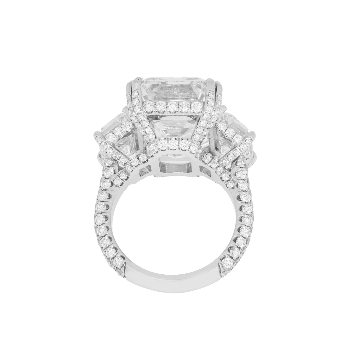 GIA Platinum 18ct Triple Emerald Cut Diamond Engagement Ring 24.42ctw