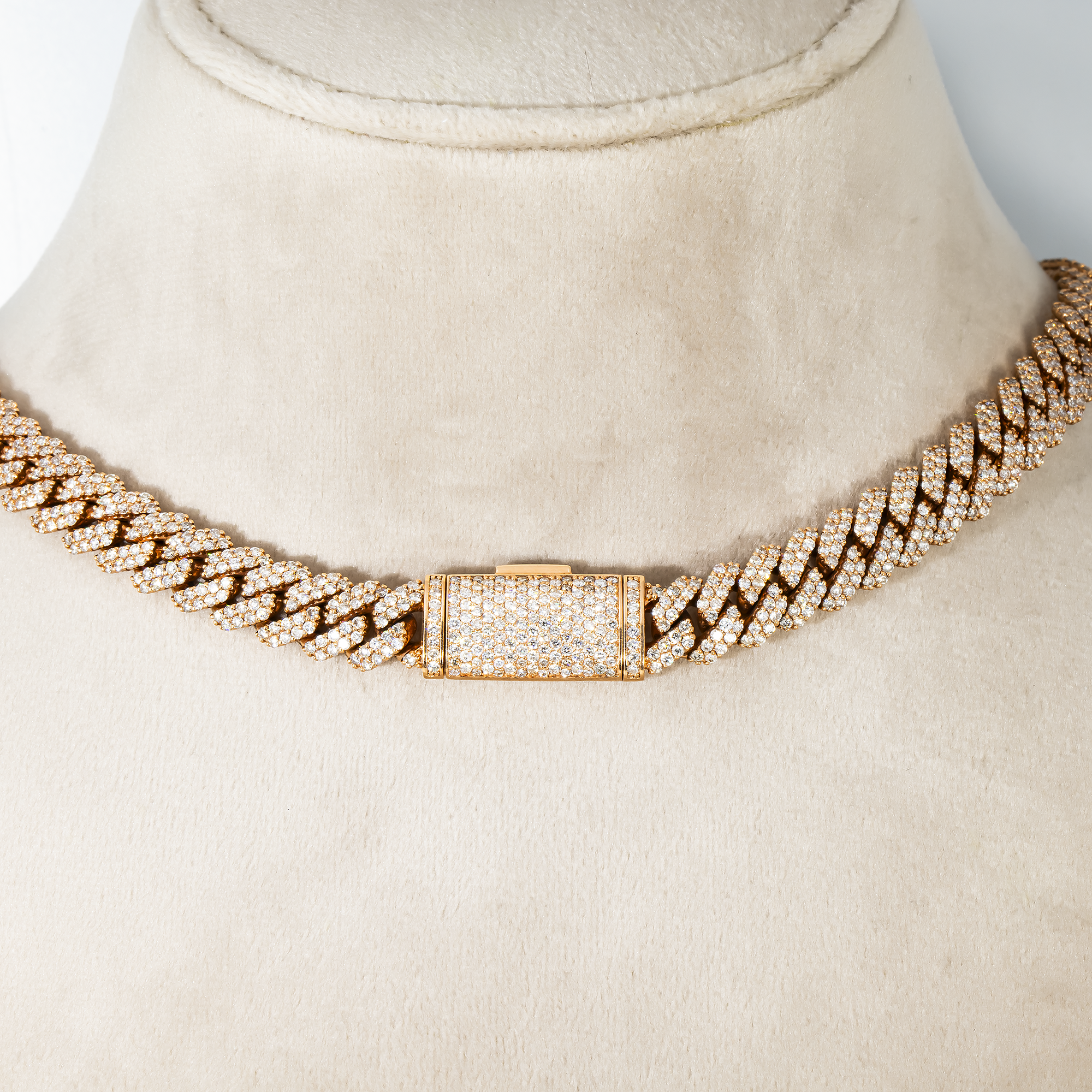 14K Rose Gold 10Mm Round Diamond Cuban Link Chain 20.0Ct Chains