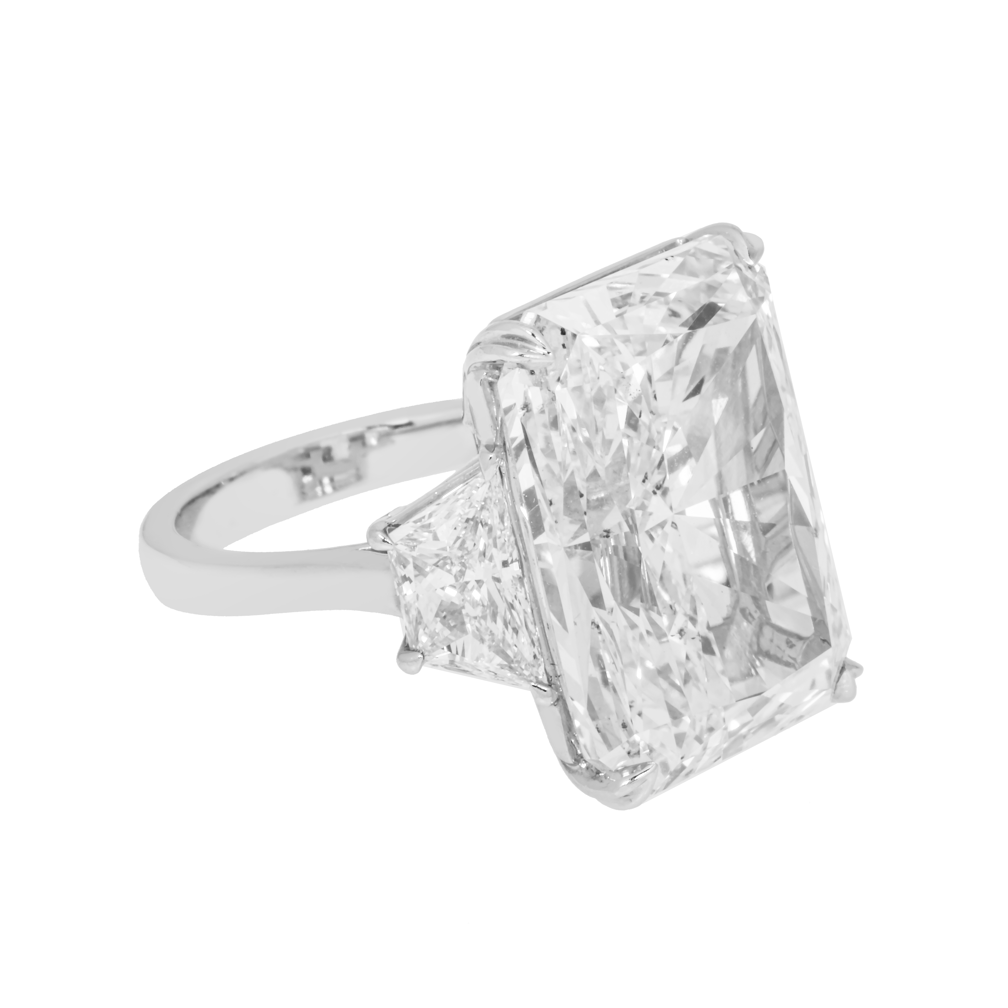 Gia 18K White Gold 20.01Ct Radiant Cut Triple Diamond Engagement Ring 22.35Ctw Bridal