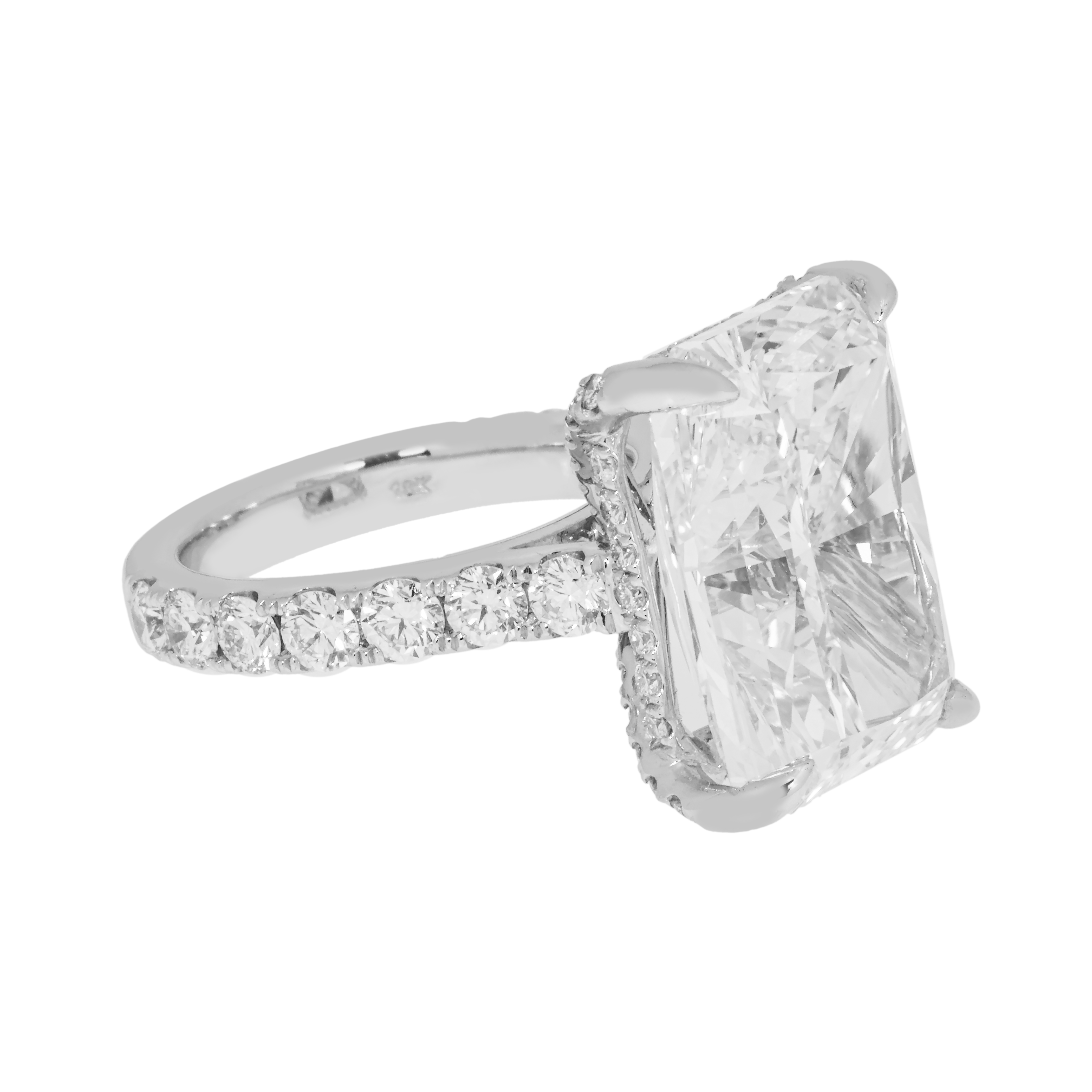 Gia 14K White Gold 16.96Ct Radiant Cut Diamond Engagement Ring 19.30Ctw Bridal