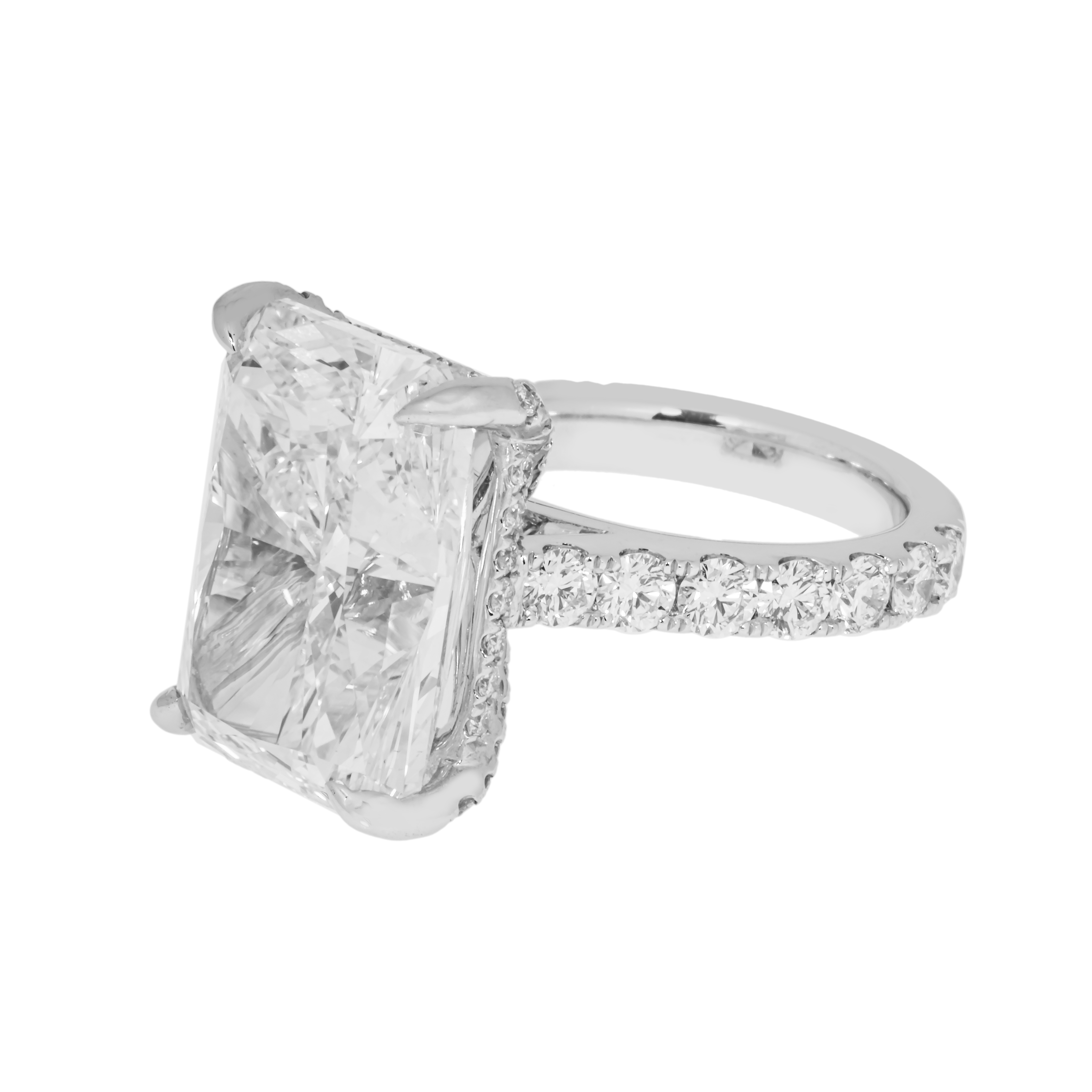 Gia 14K White Gold 16.96Ct Radiant Cut Diamond Engagement Ring 19.30Ctw Bridal