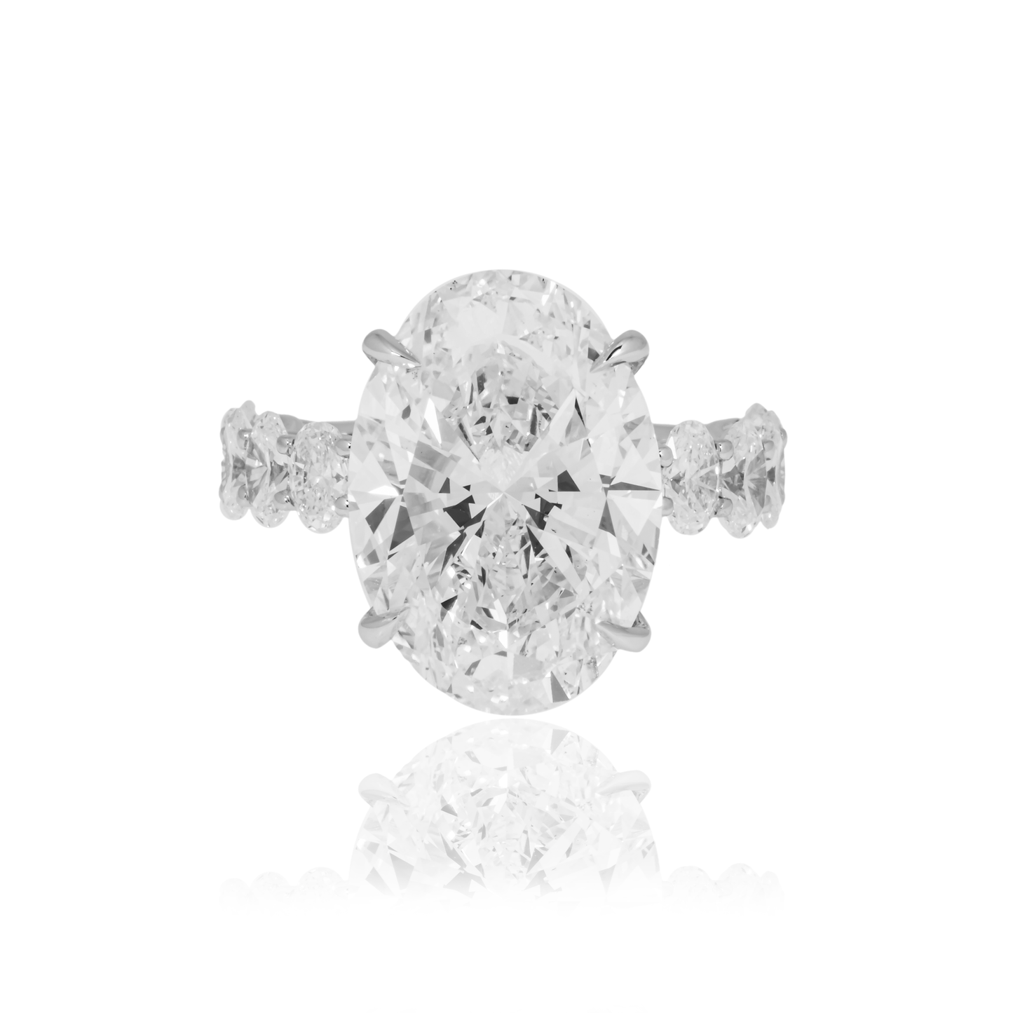 18K White Gold 10ct Oval Cut Diamond Engagement Ring 12.70ctw