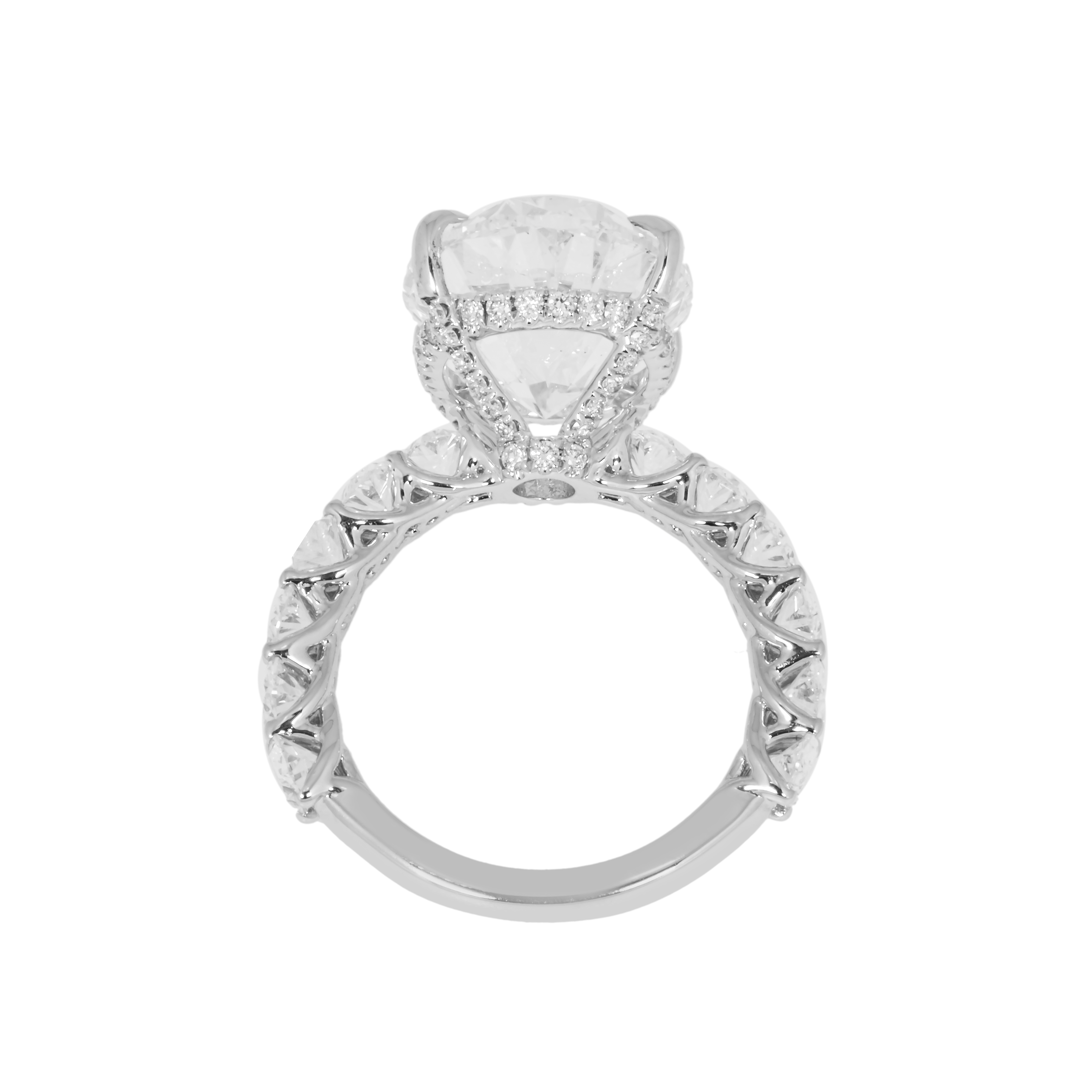 18K White Gold 10Ct Oval Cut Diamond Engagement Ring 12.70Ctw Bridal