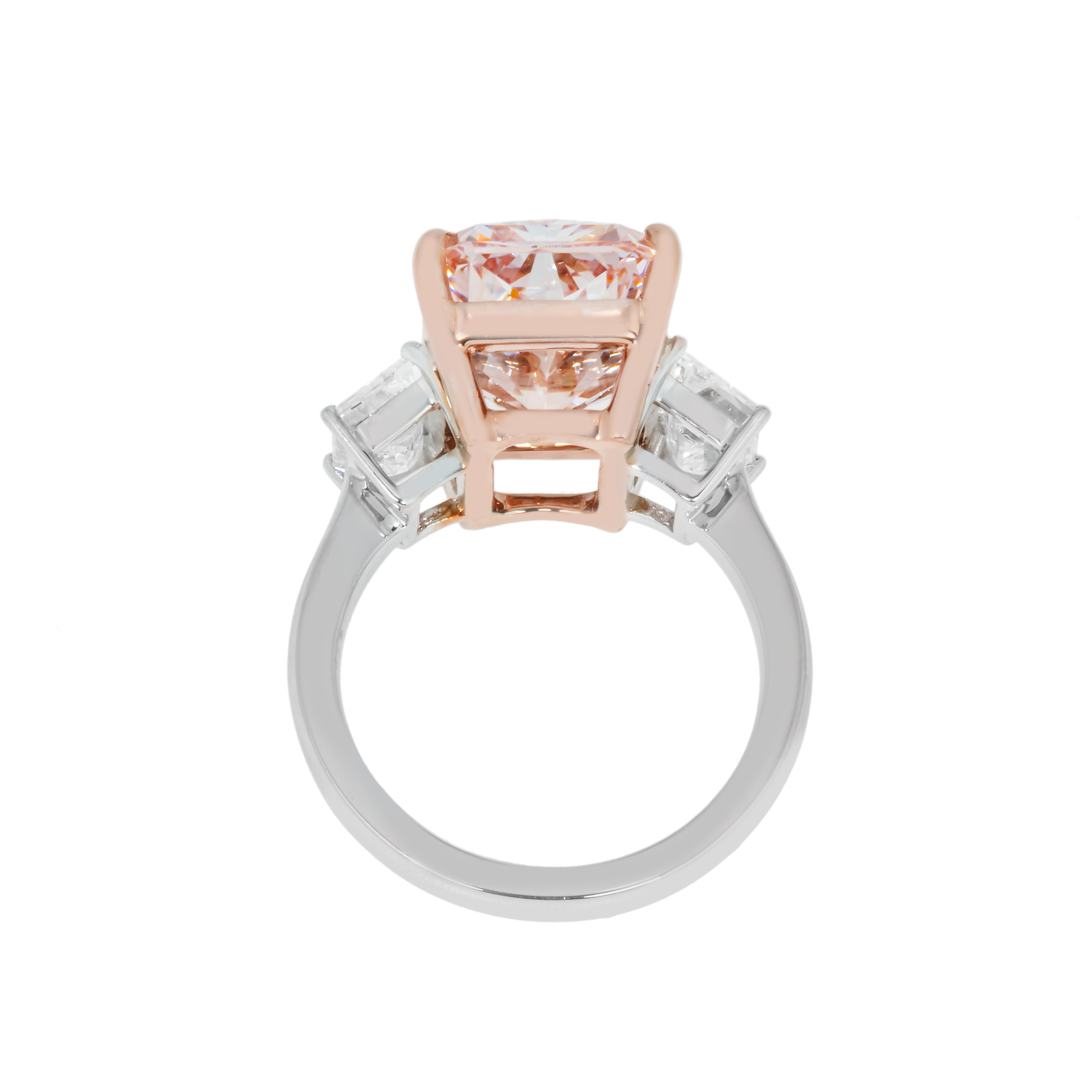 18K White Gold 9.03Ct Radiant Cut Fancy Vivid Pink Diamond Ring 10.73Ctw Bridal