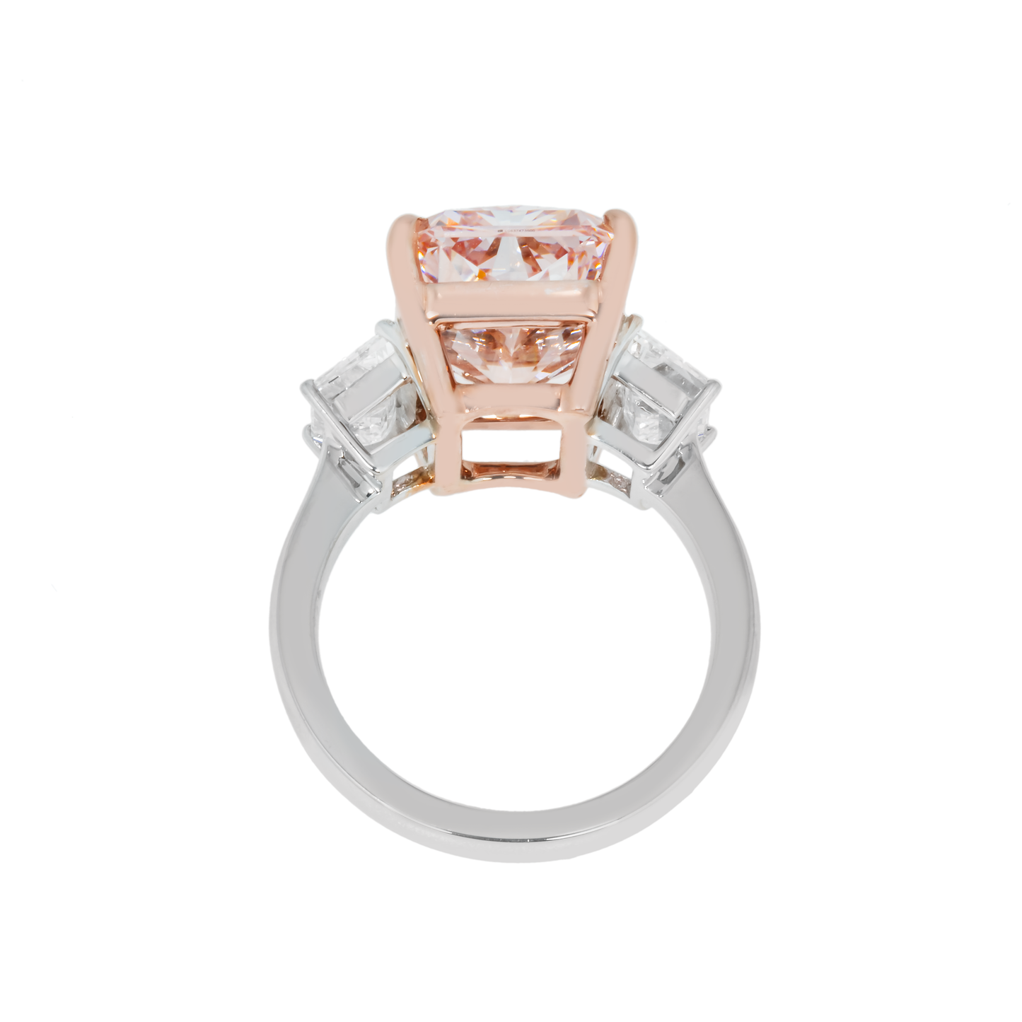 18K White Gold 9.03ct Radiant Cut Fancy Vivid Pink Diamond Ring 10.73ctw