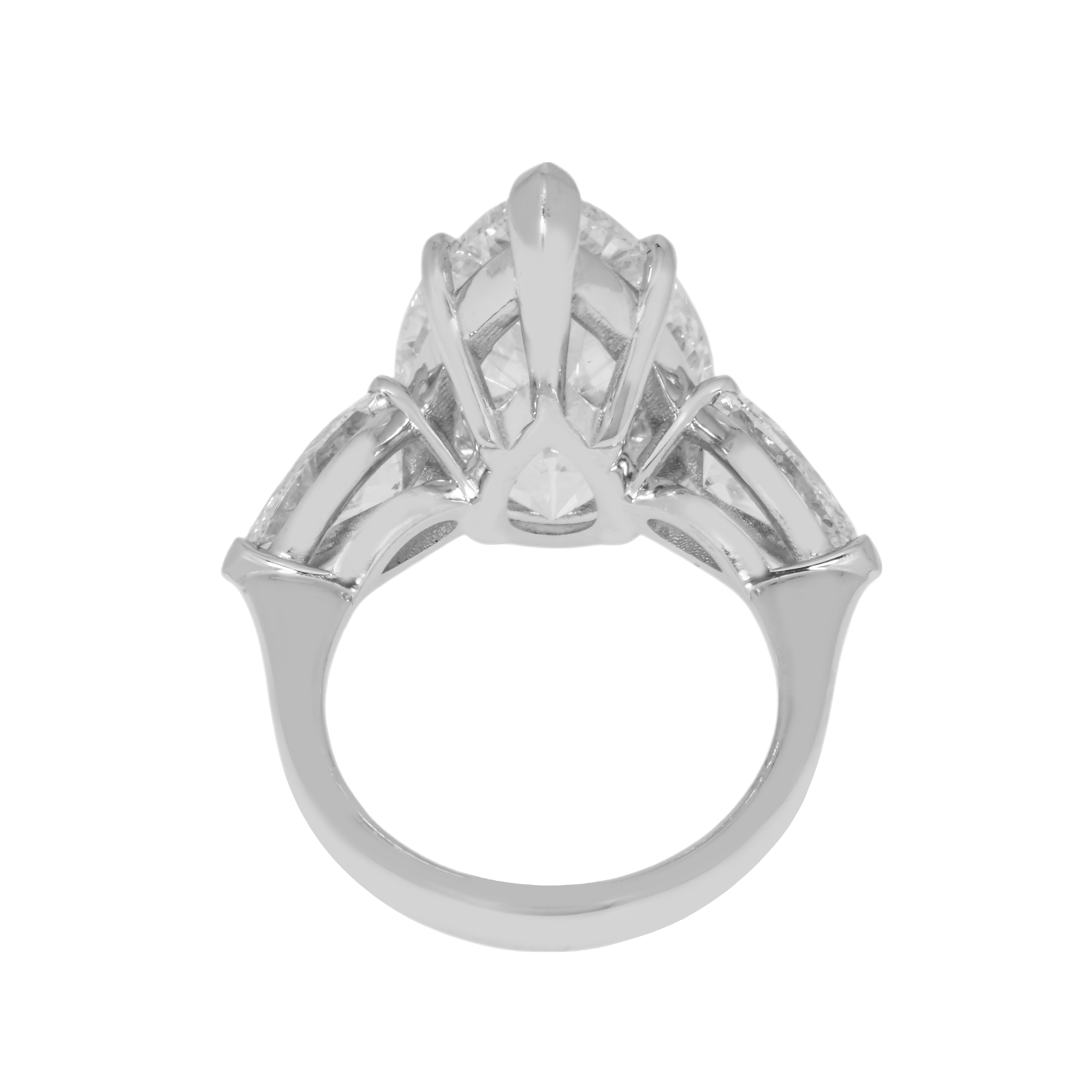Gia Platinum 13.57Ct Triple Pear Cut Diamond Engagement Ring 15.61Ctw Bridal