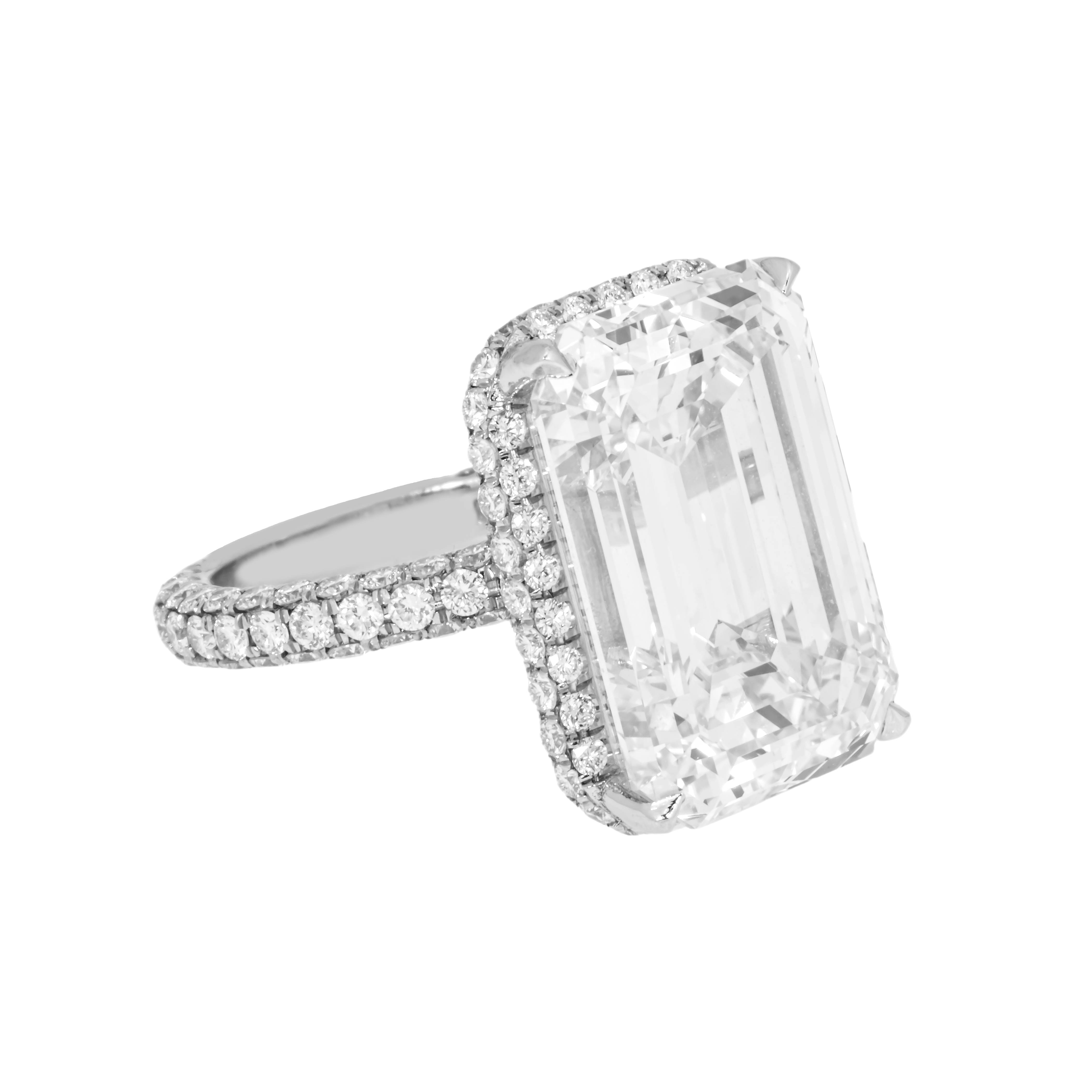 Gia Platinum 21.40Ct Emerald Cut Diamond Engagement Ring 22.86Ctw Bridal