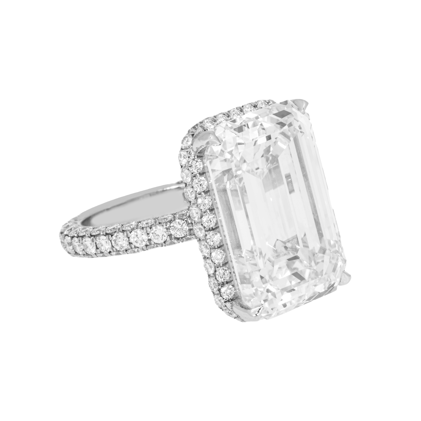 GIA Platinum 21.40ct Emerald Cut Diamond Engagement Ring 22.86ctw